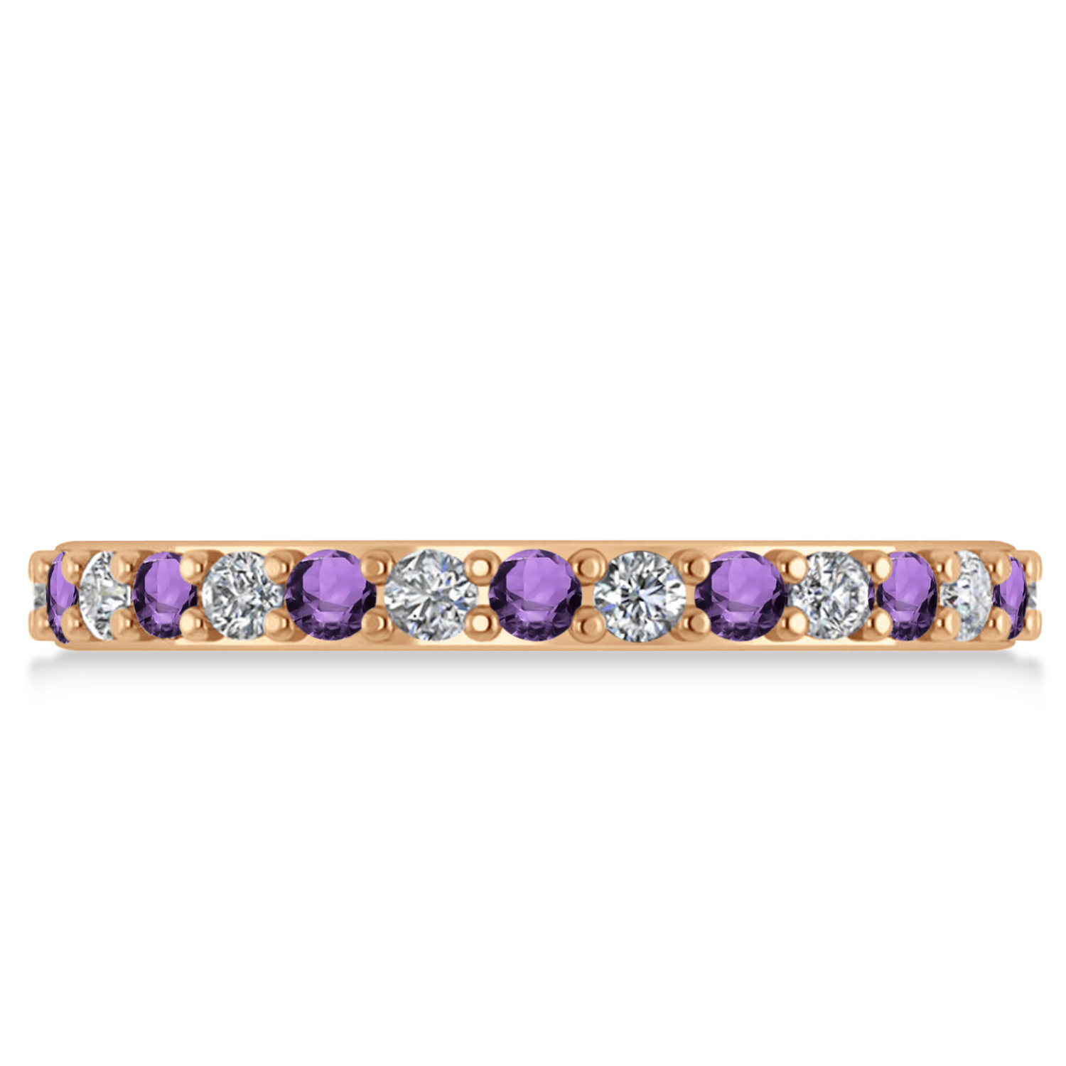 Diamond & Amethyst Eternity Wedding Band 14k Rose Gold (0.87ct)