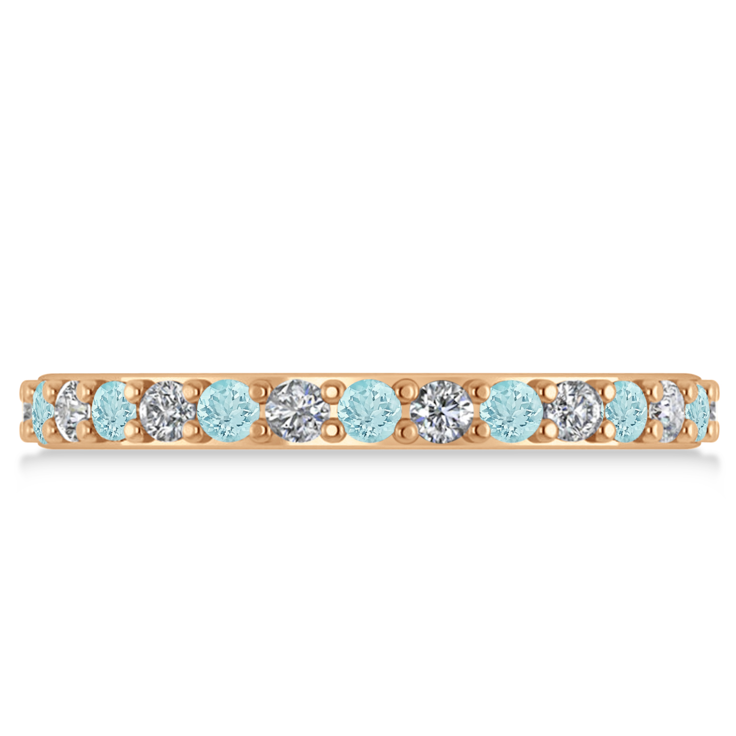 Diamond & Aquamarine Eternity Wedding Band 14k Rose Gold (0.87ct)