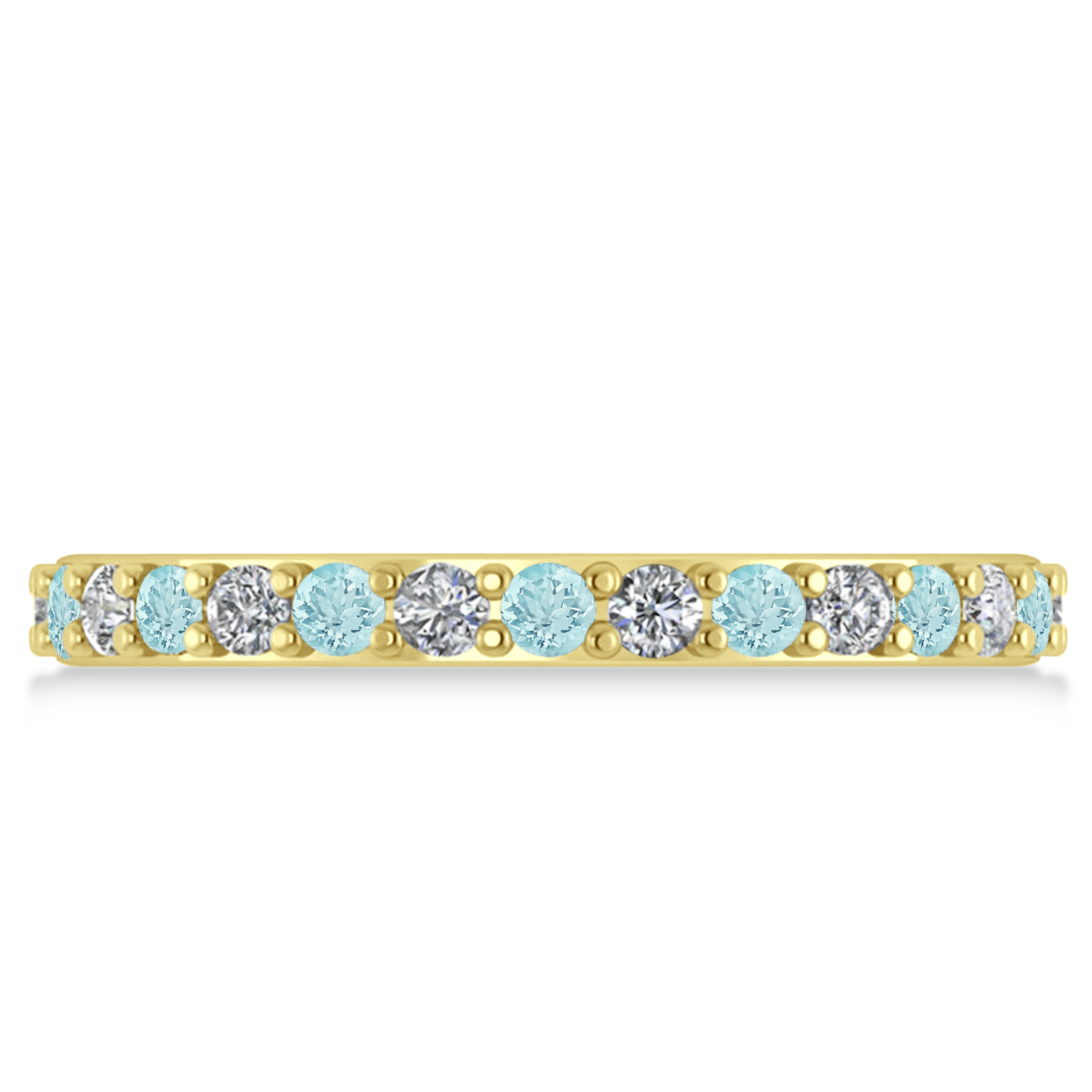 Diamond & Aquamarine Eternity Wedding Band 14k Yellow Gold (0.87ct)
