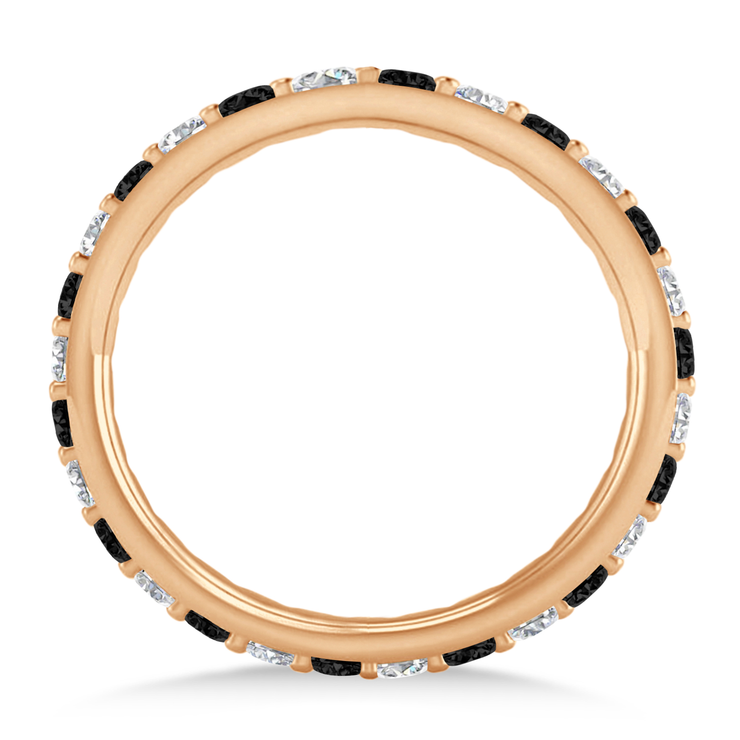 Black & White Diamond Eternity Wedding Band 14k Rose Gold (0.87ct)