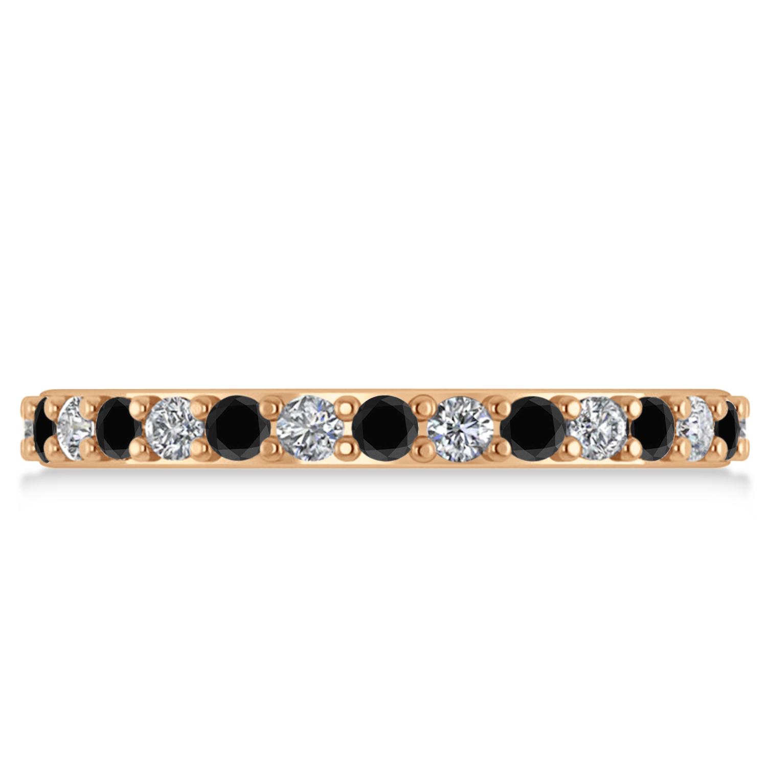 Black & White Diamond Eternity Wedding Band 14k Rose Gold (0.87ct)