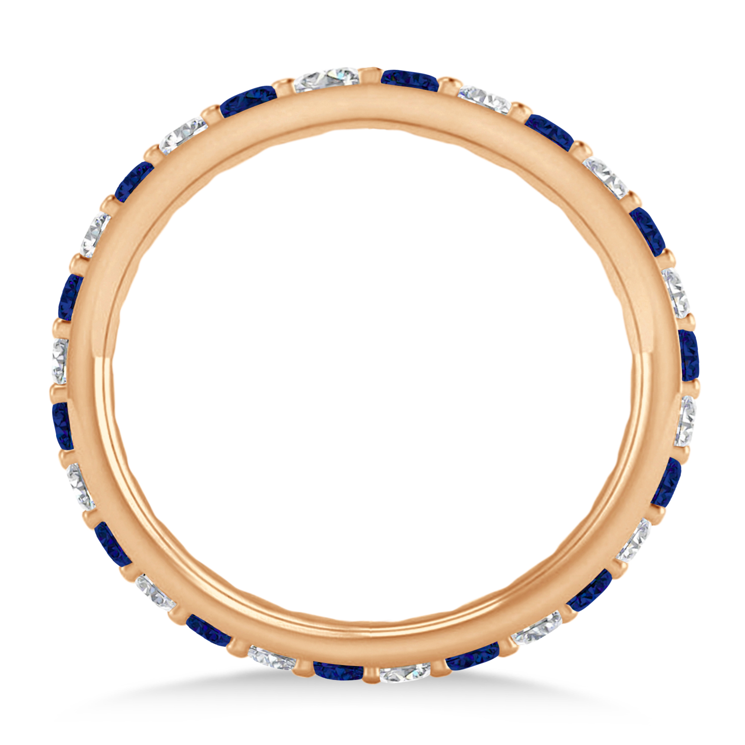 Diamond & Blue Sapphire Eternity Wedding Band 14k Rose Gold (0.87ct)
