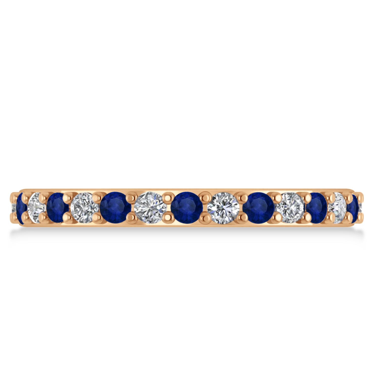 Diamond & Blue Sapphire Eternity Wedding Band 14k Rose Gold (0.87ct)