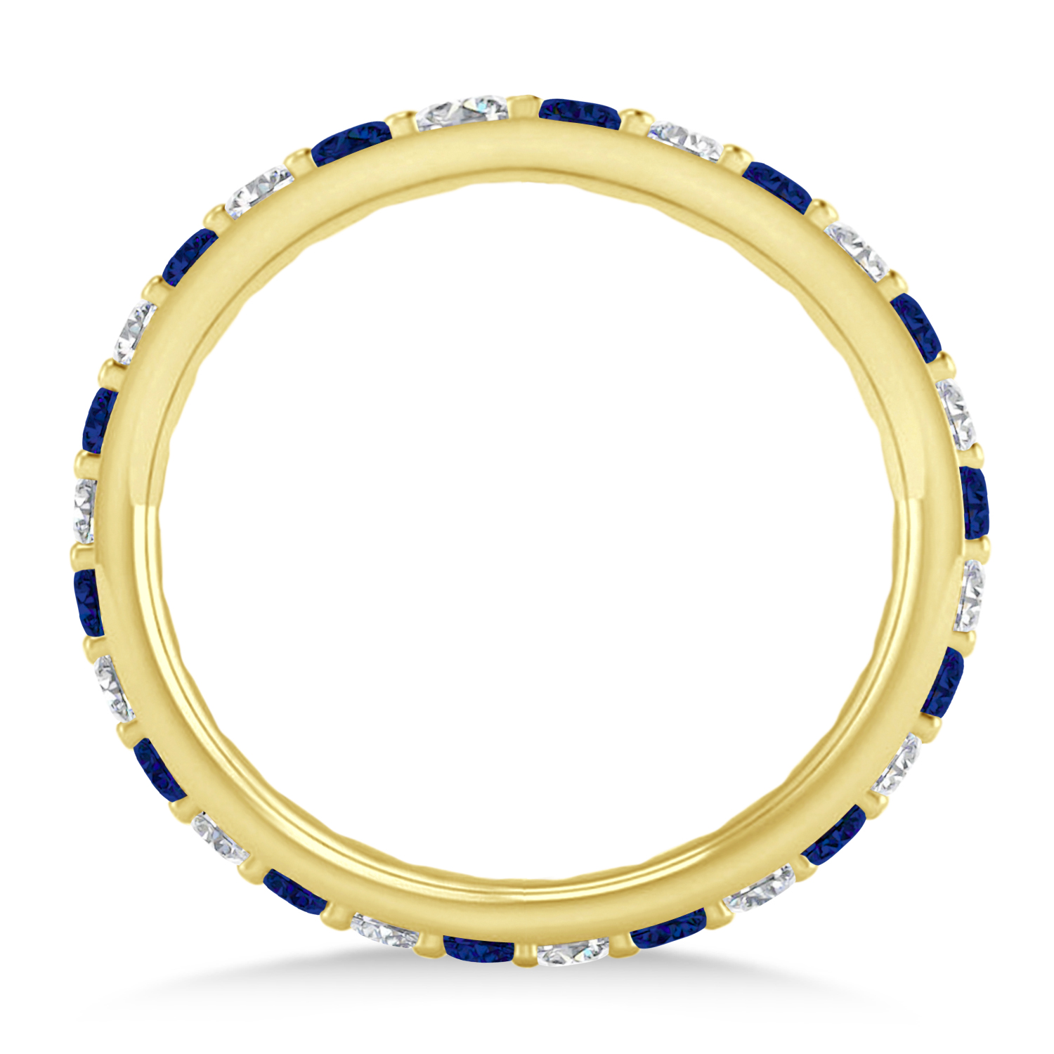 Diamond & Blue Sapphire Eternity Wedding Band 14k Yellow Gold (0.87ct)