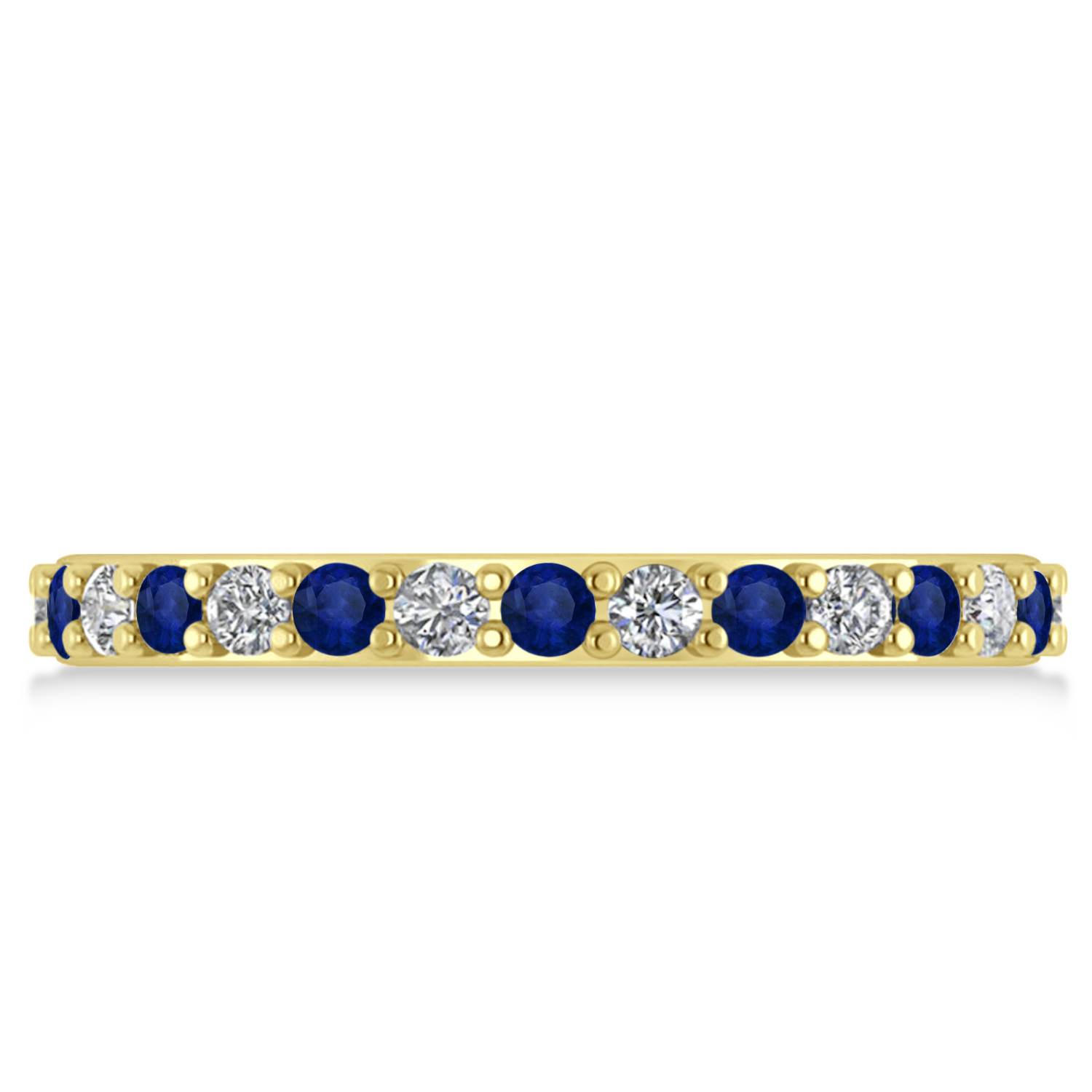 Diamond & Blue Sapphire Eternity Wedding Band 14k Yellow Gold (0.87ct)
