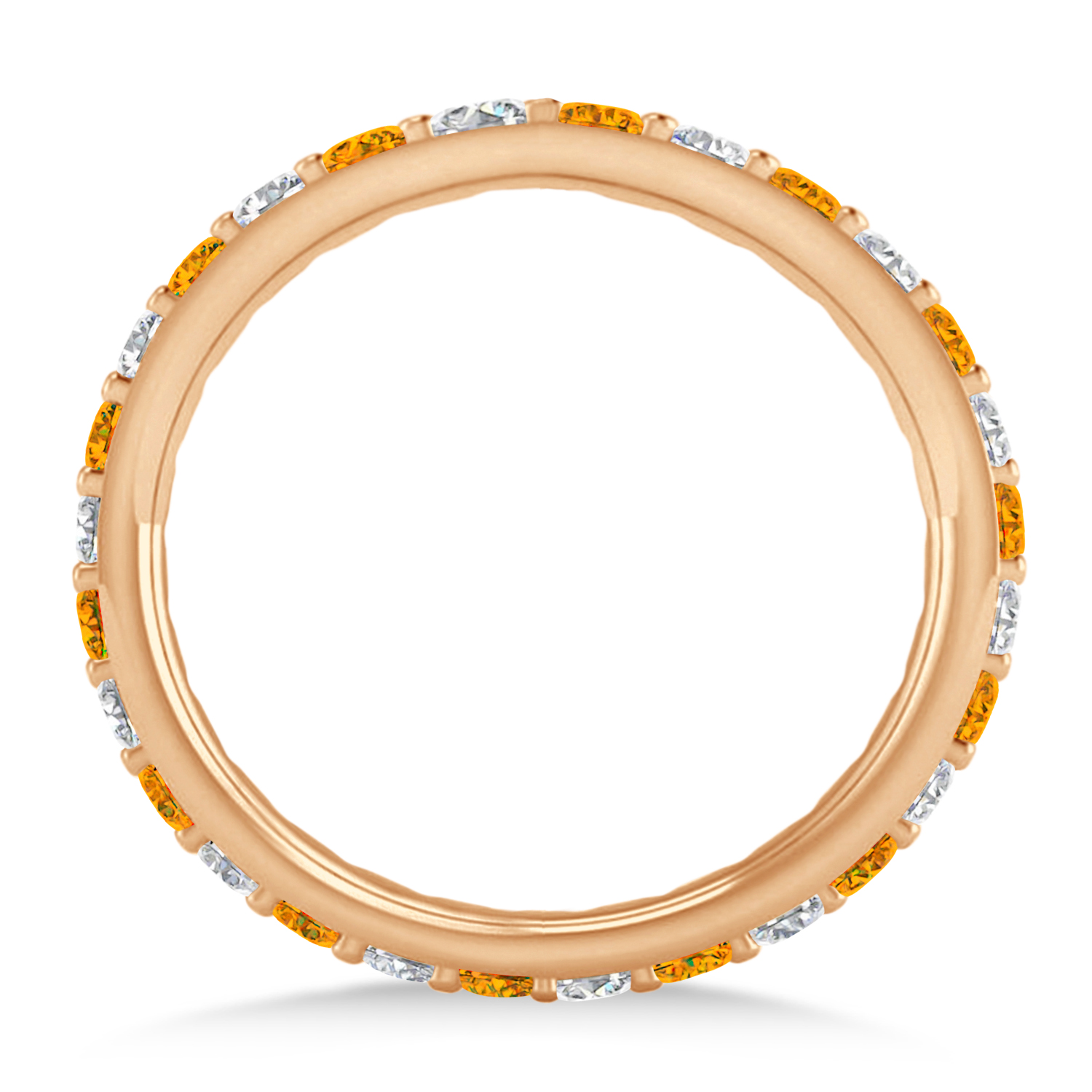 Diamond & Citrine Eternity Wedding Band 14k Rose Gold (0.87ct)