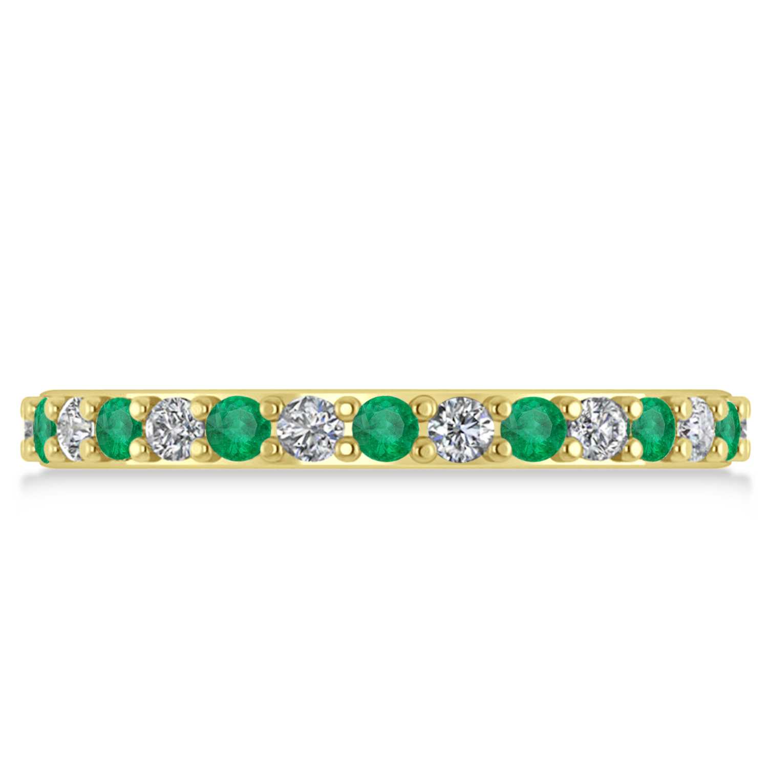 Diamond & Emerald Eternity Wedding Band 14k Yellow Gold (0.87ct)