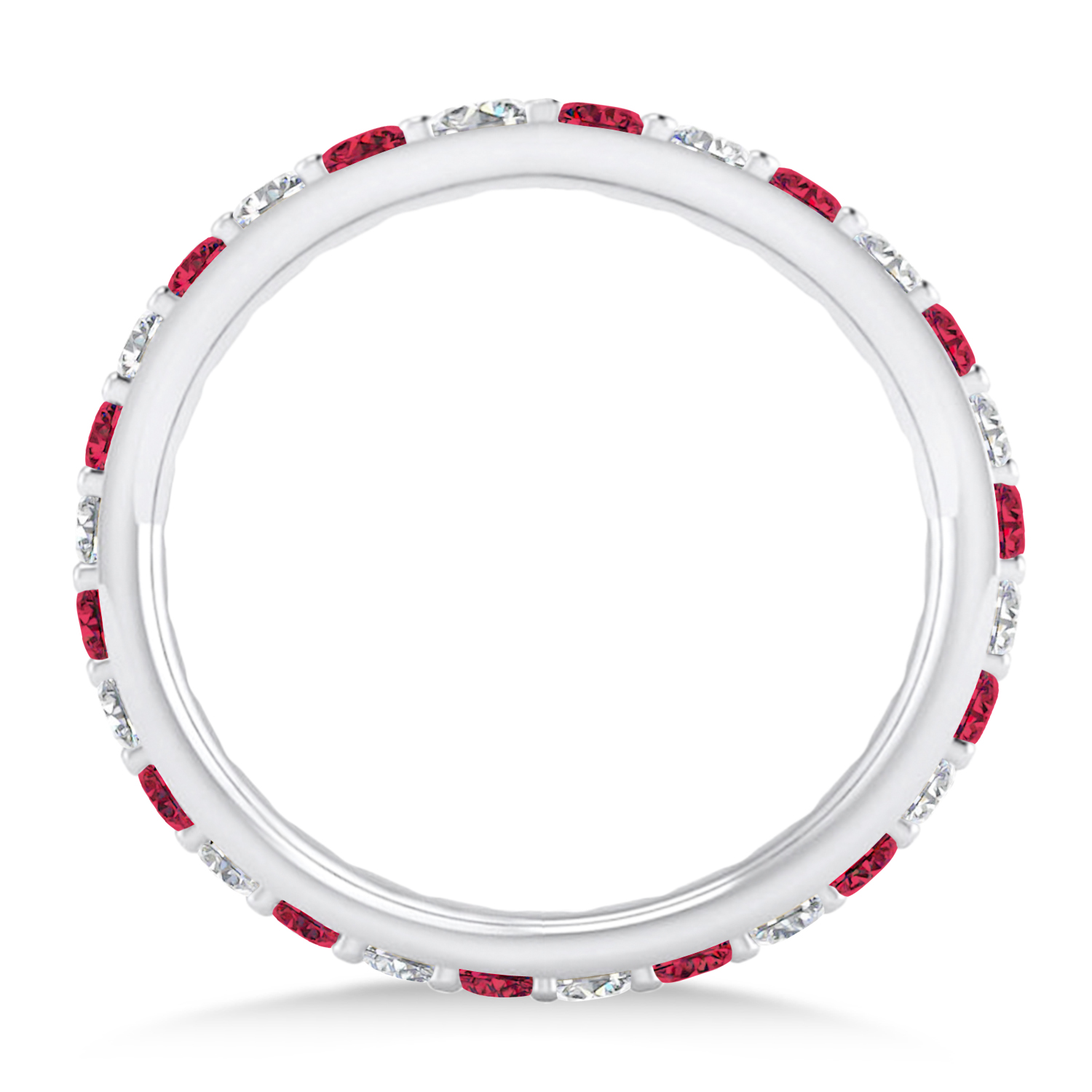 Diamond & Ruby Eternity Wedding Band 14k White Gold (0.87ct)