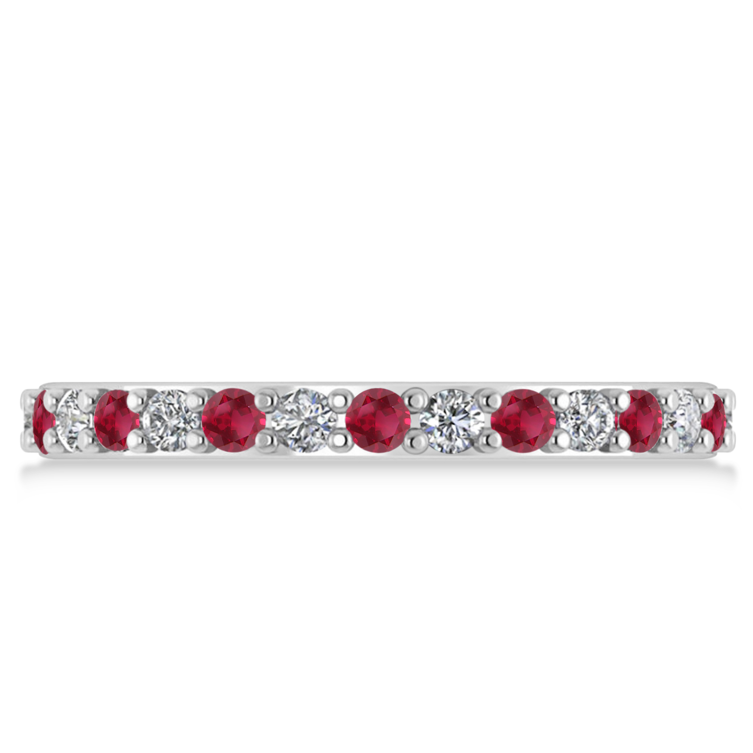 Diamond & Ruby Eternity Wedding Band 14k White Gold (0.87ct)
