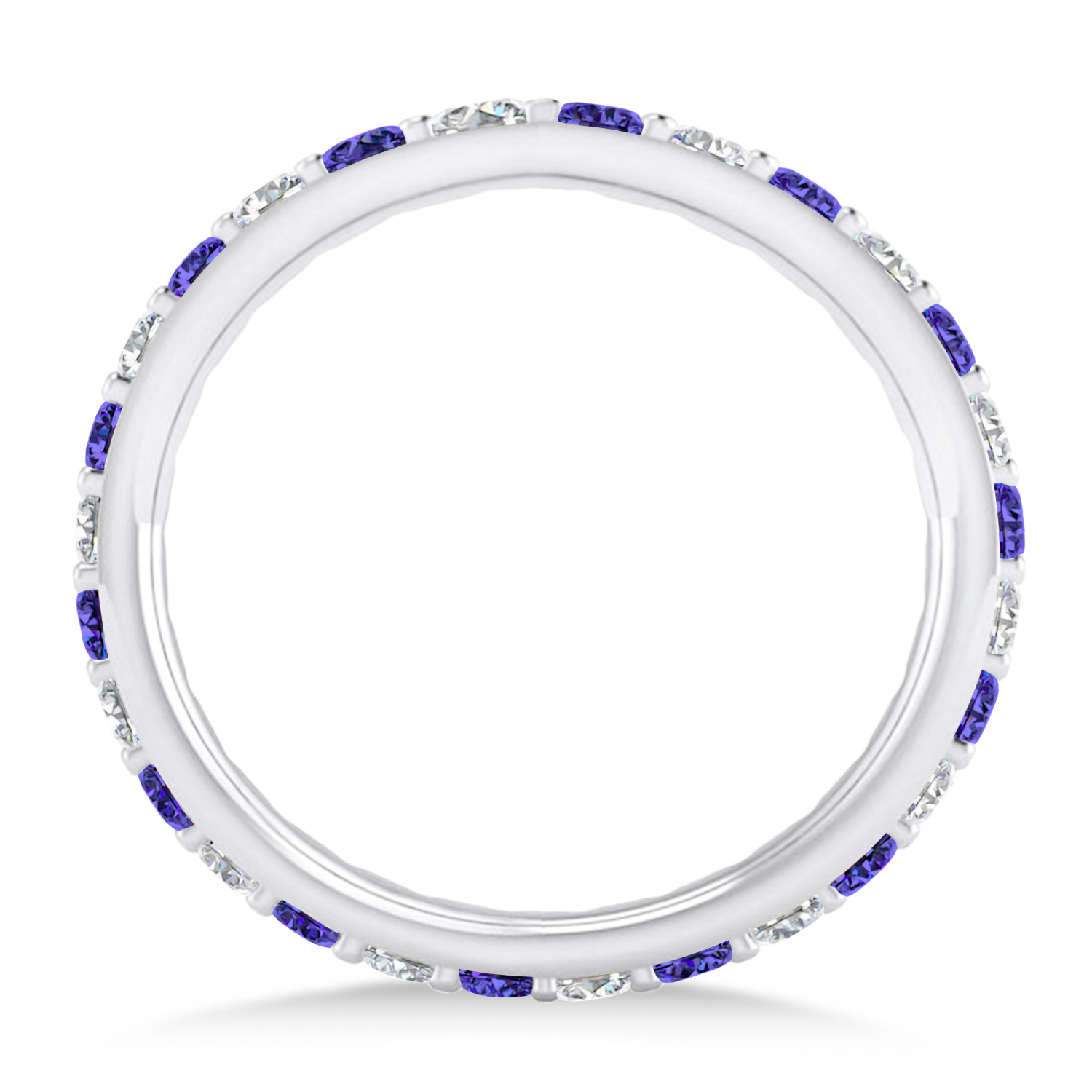 Diamond & Tanzanite Eternity Wedding Band 14k White Gold (0.87ct)