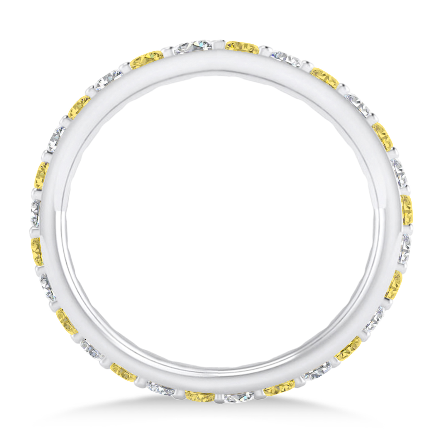 Yellow & White Diamond Eternity Wedding Band 14k White Gold (0.87ct)