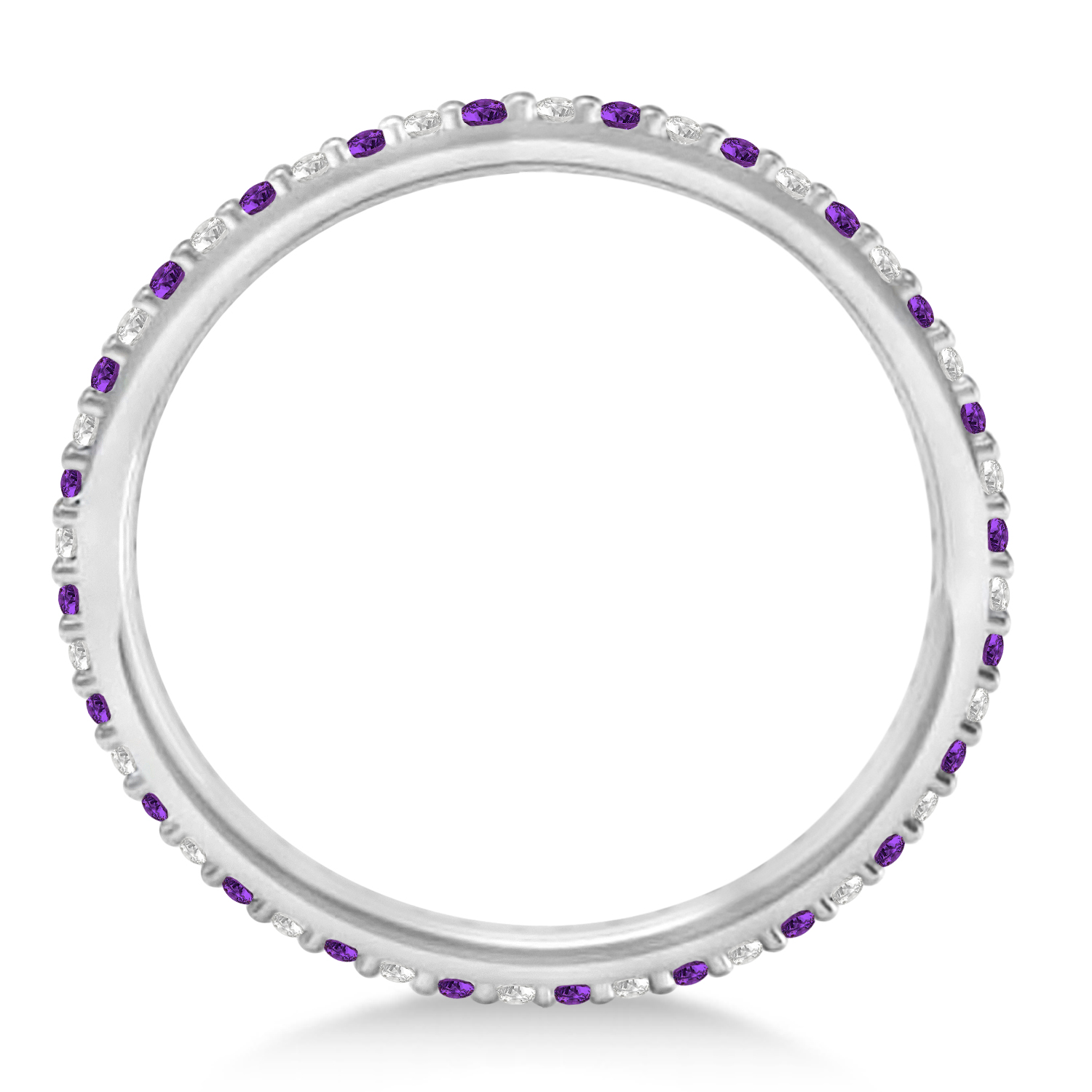Petite Diamond & Amethyst Eternity Wedding Band 14k White Gold (0.25ct)