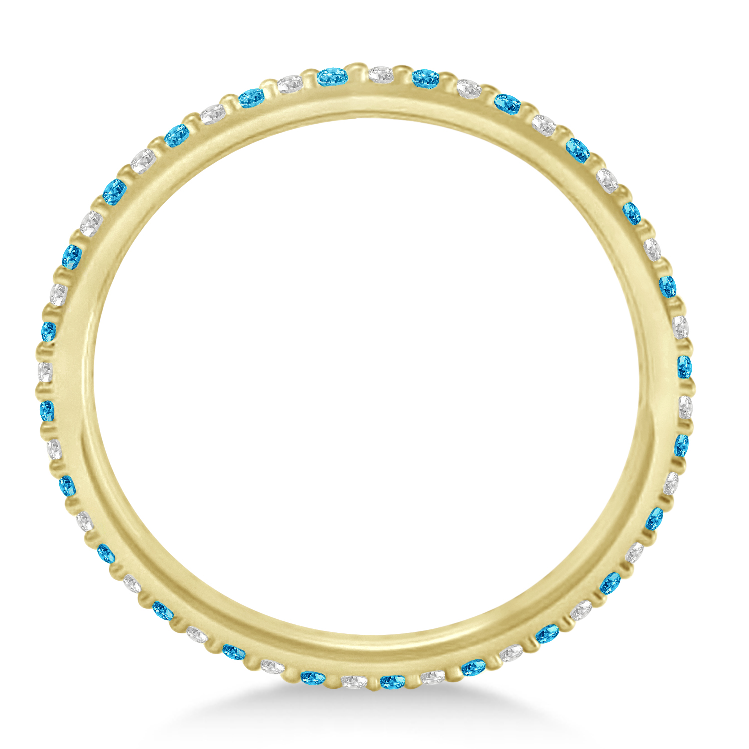 Petite Diamond & Blue Topaz Eternity Wedding Band 14k Yellow Gold (0.25ct)