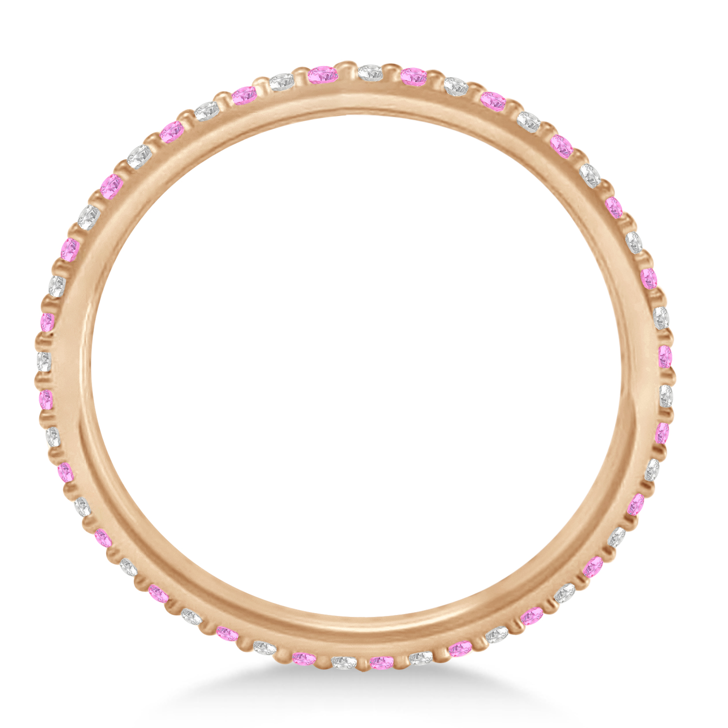 Petite Diamond & Pink Sapphire Eternity Wedding Band 14k Rose Gold (0.25ct)
