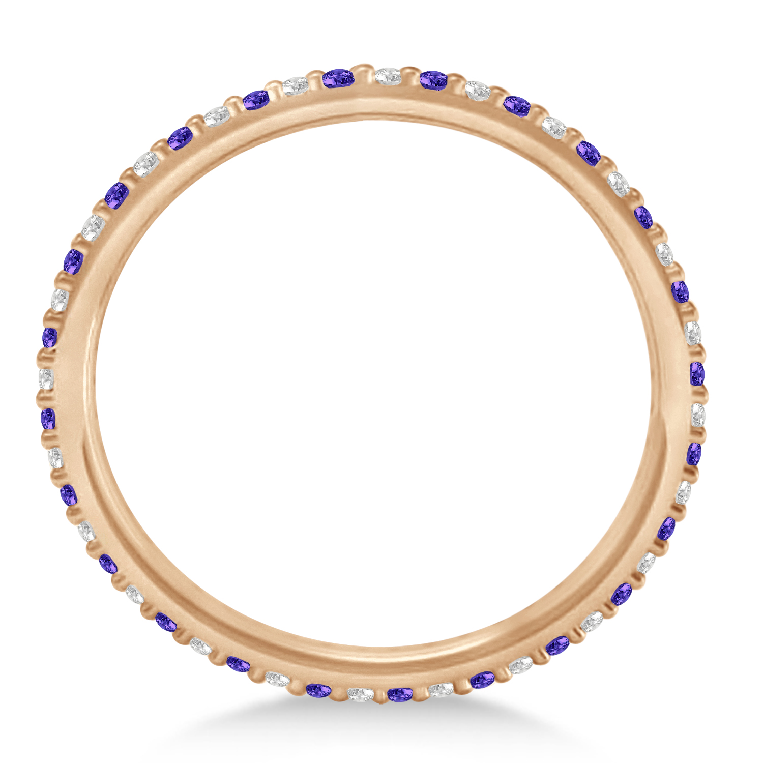 Petite Diamond & Tanzanite Eternity Wedding Band 14k Rose Gold (0.25ct)