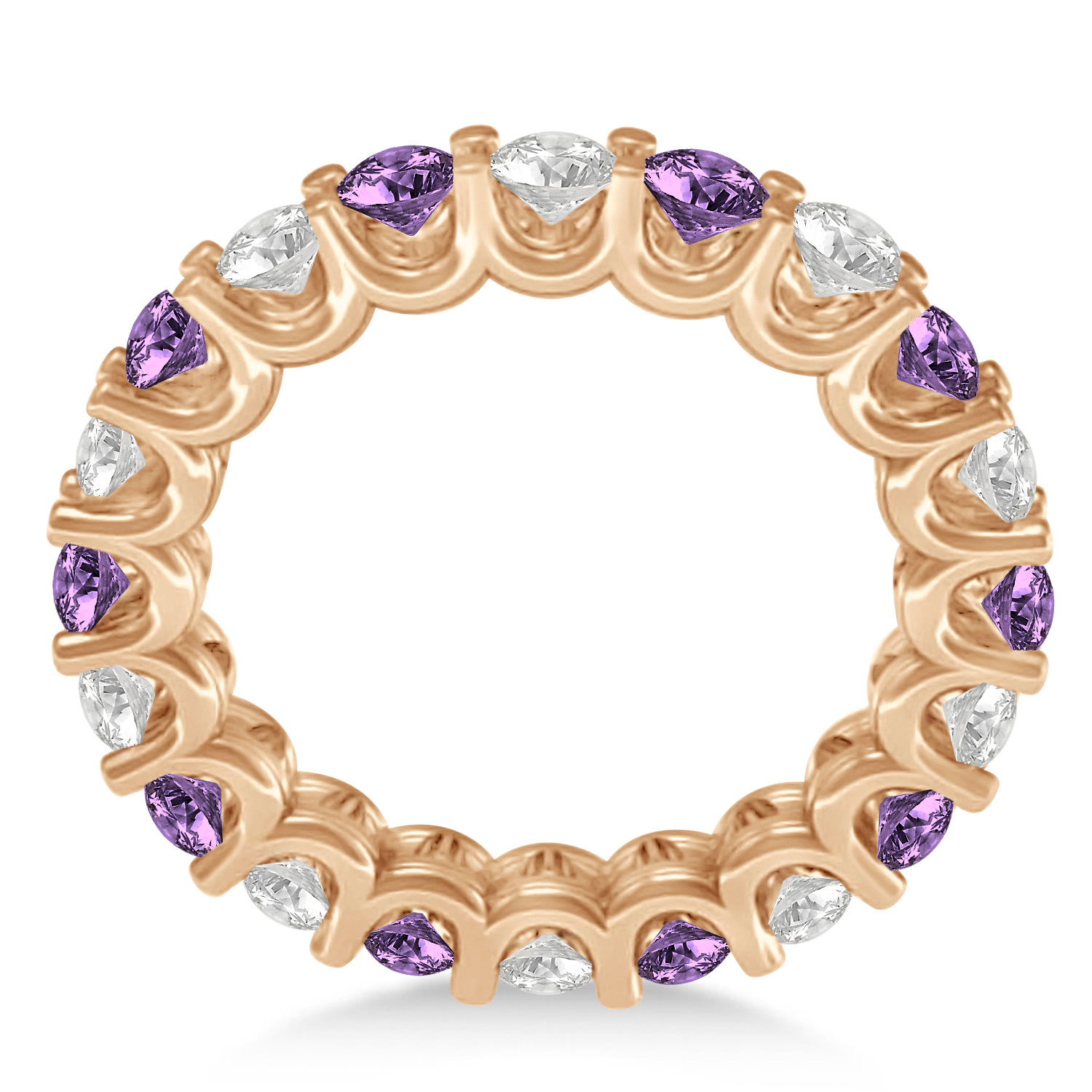 Diamond & Amethyst Eternity Wedding Band 14k Rose Gold (2.40ct)