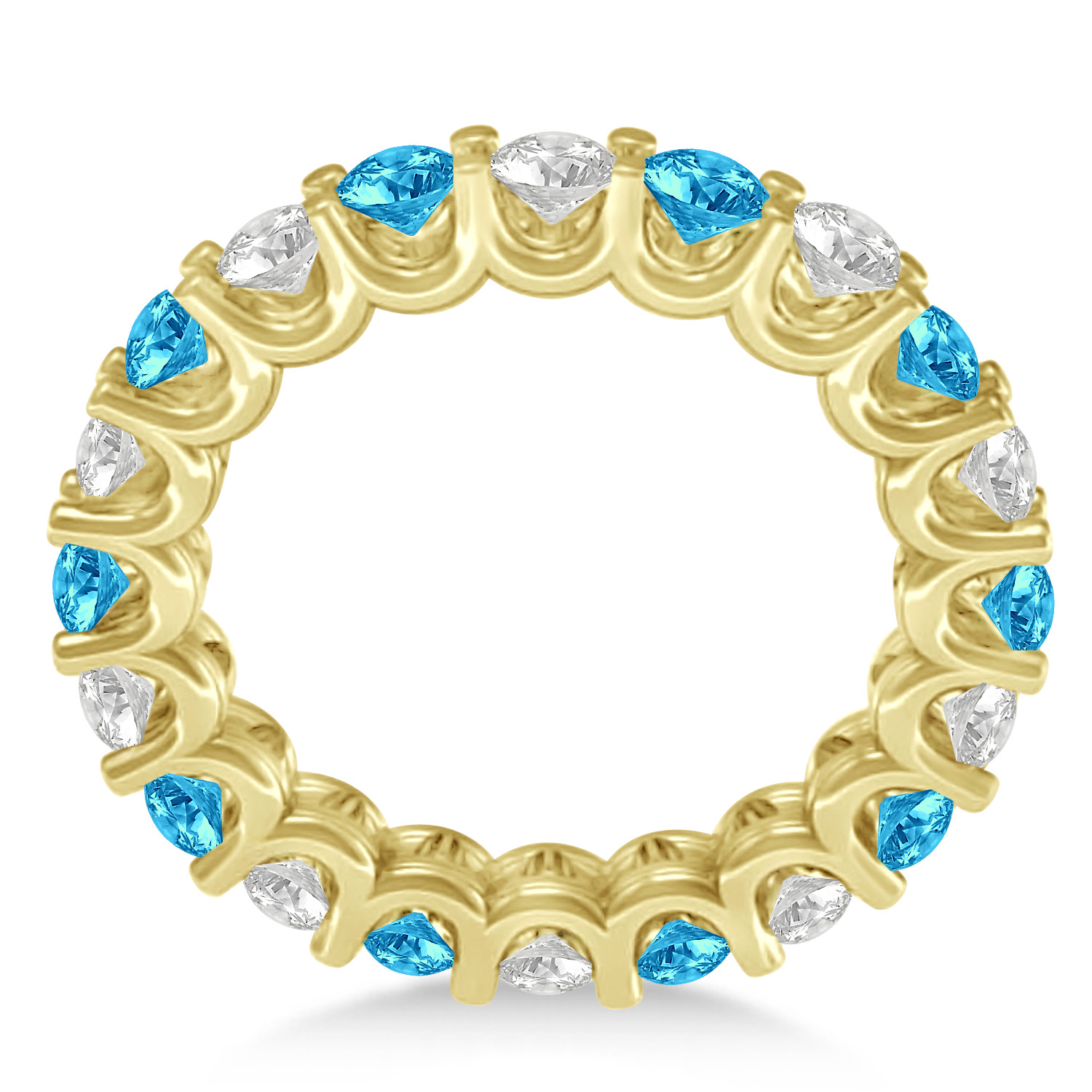 Diamond & Blue Topaz Eternity Wedding Band 14k Yellow Gold (2.40ct)