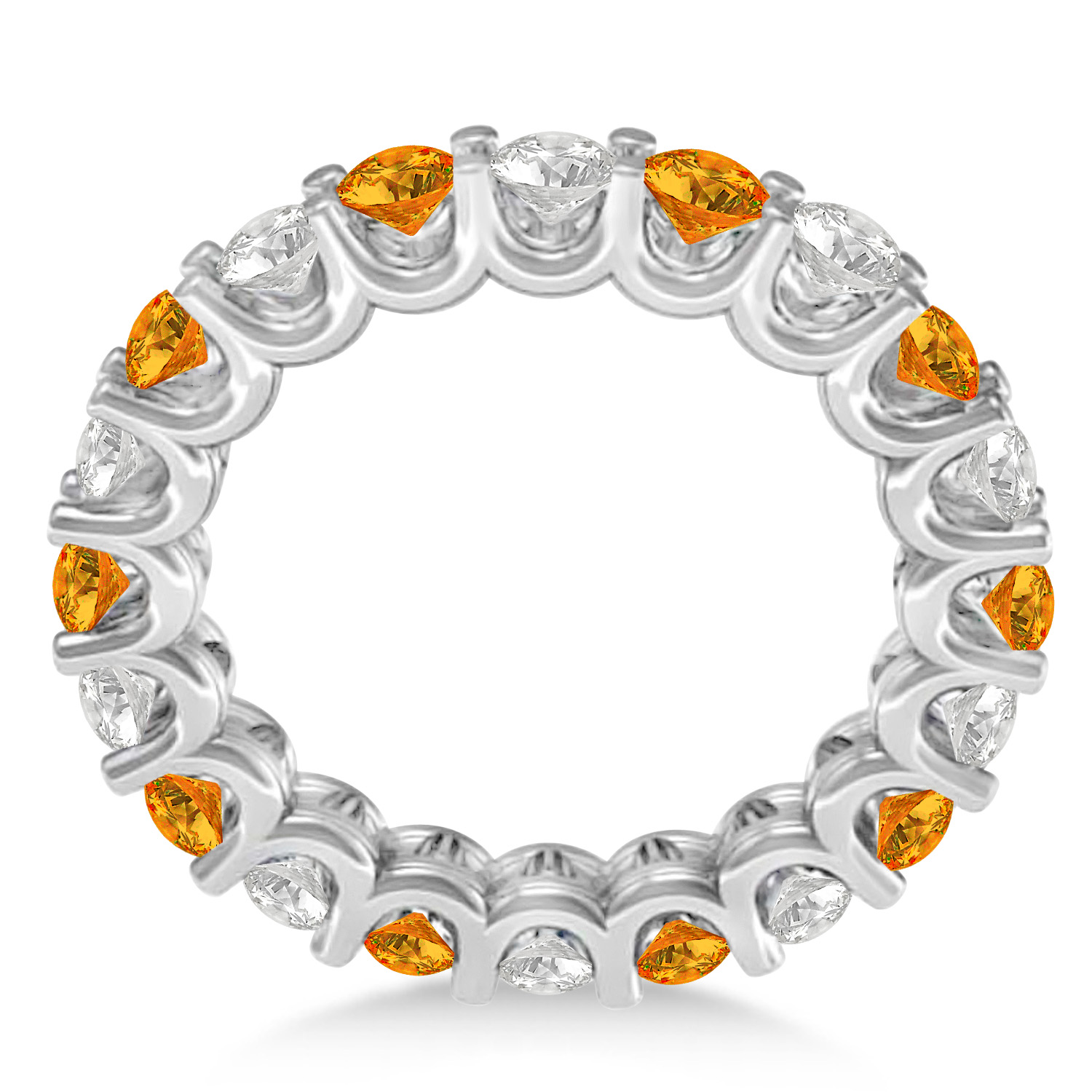 Diamond & Citrine Eternity Wedding Band 14k White Gold (2.40ct)