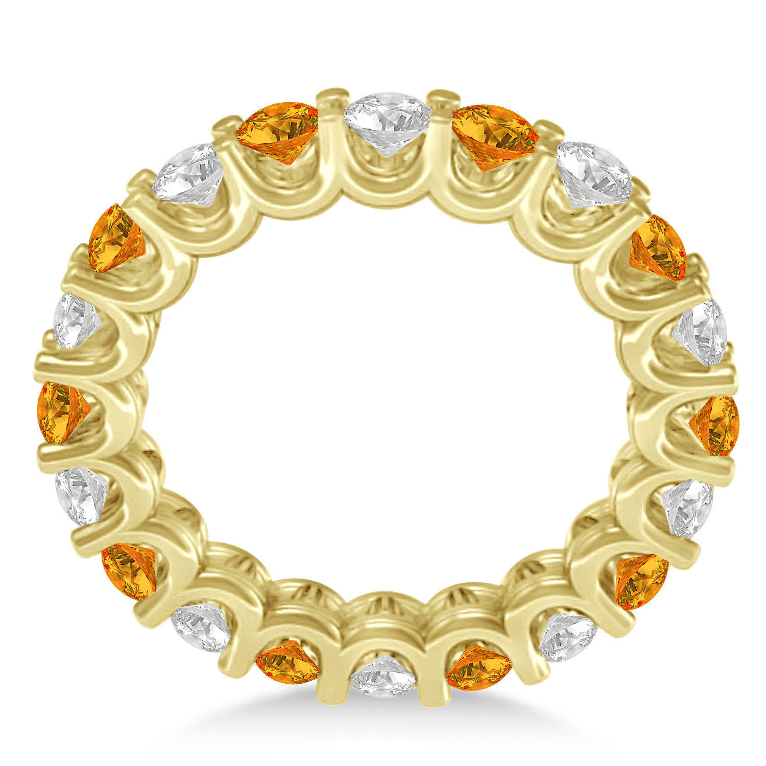 Diamond & Citrine Eternity Wedding Band 14k Yellow Gold (2.40ct)