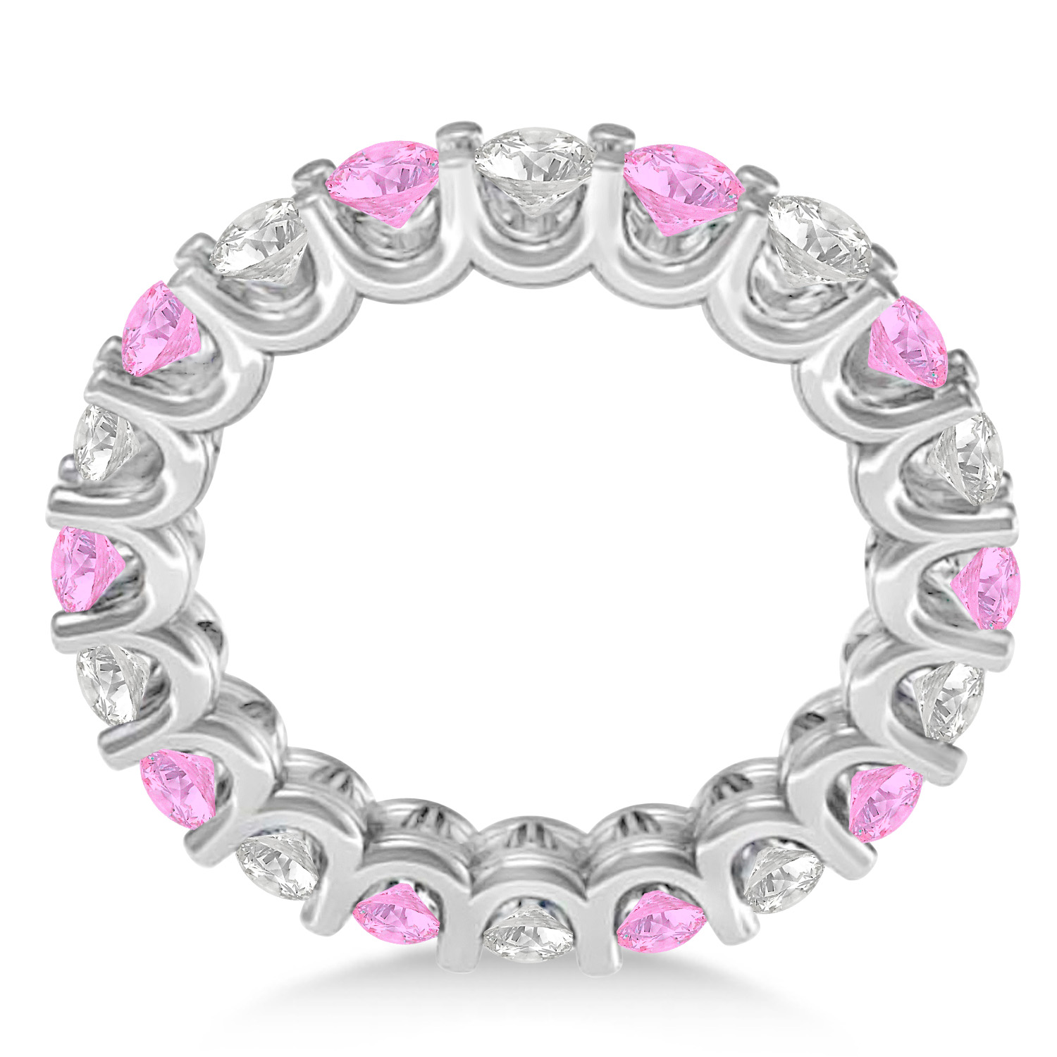 Diamond & Pink Sapphire Eternity Wedding Band 14k White Gold (2.40ct)