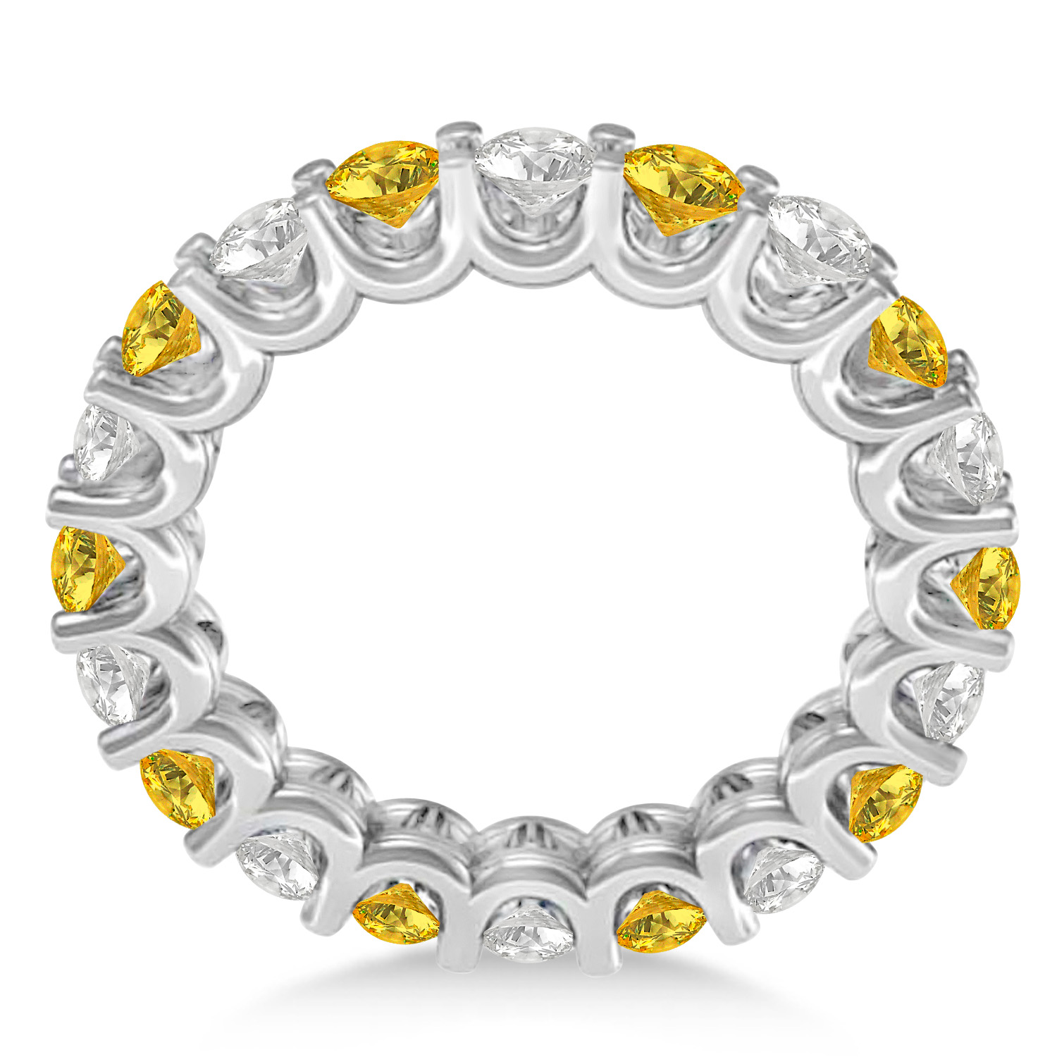 Diamond & Yellow Sapphire Eternity Wedding Band 14k White Gold (2.40ct)