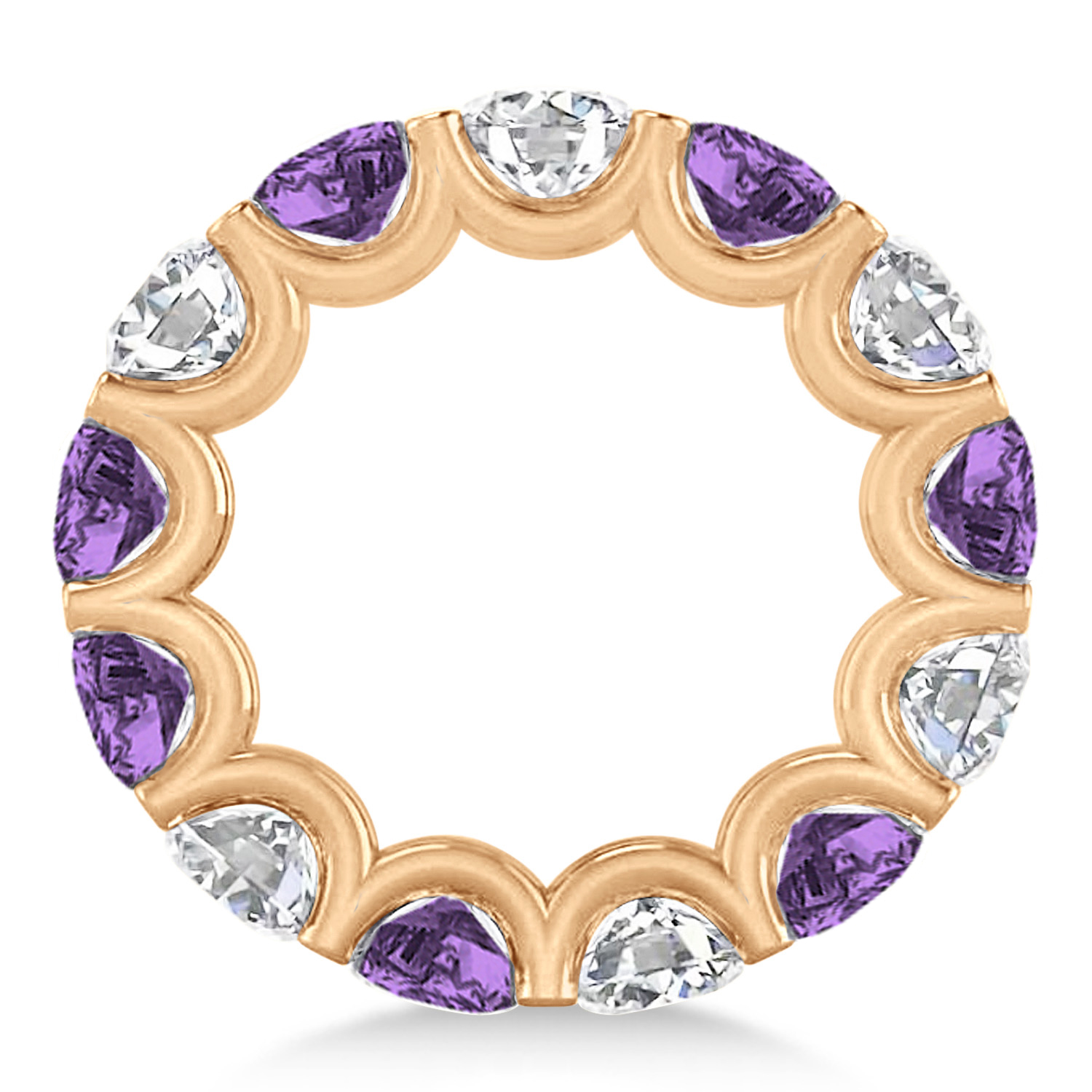 Diamond & Amethyst Eternity Wedding Band 14k Rose Gold (11.00ct)