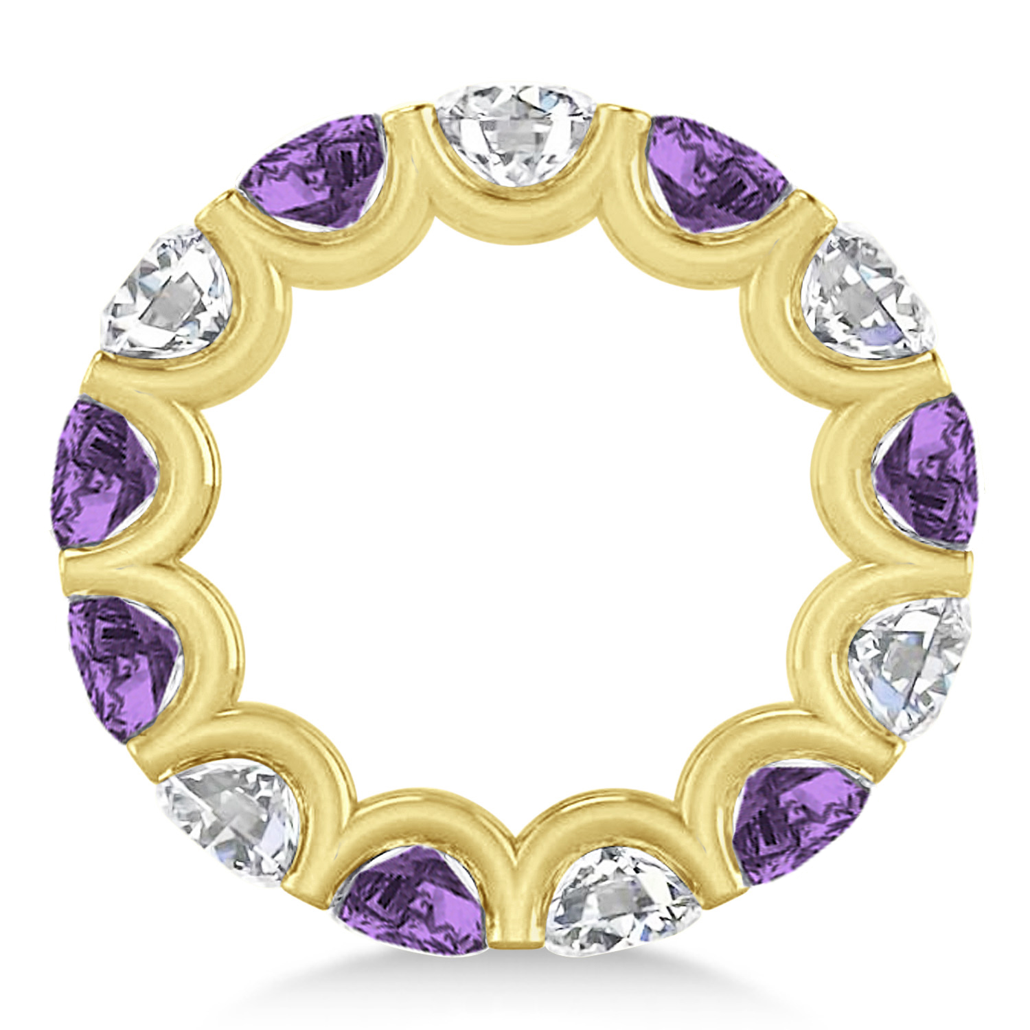 Diamond & Amethyst Eternity Wedding Band 14k Yellow Gold (11.00ct)