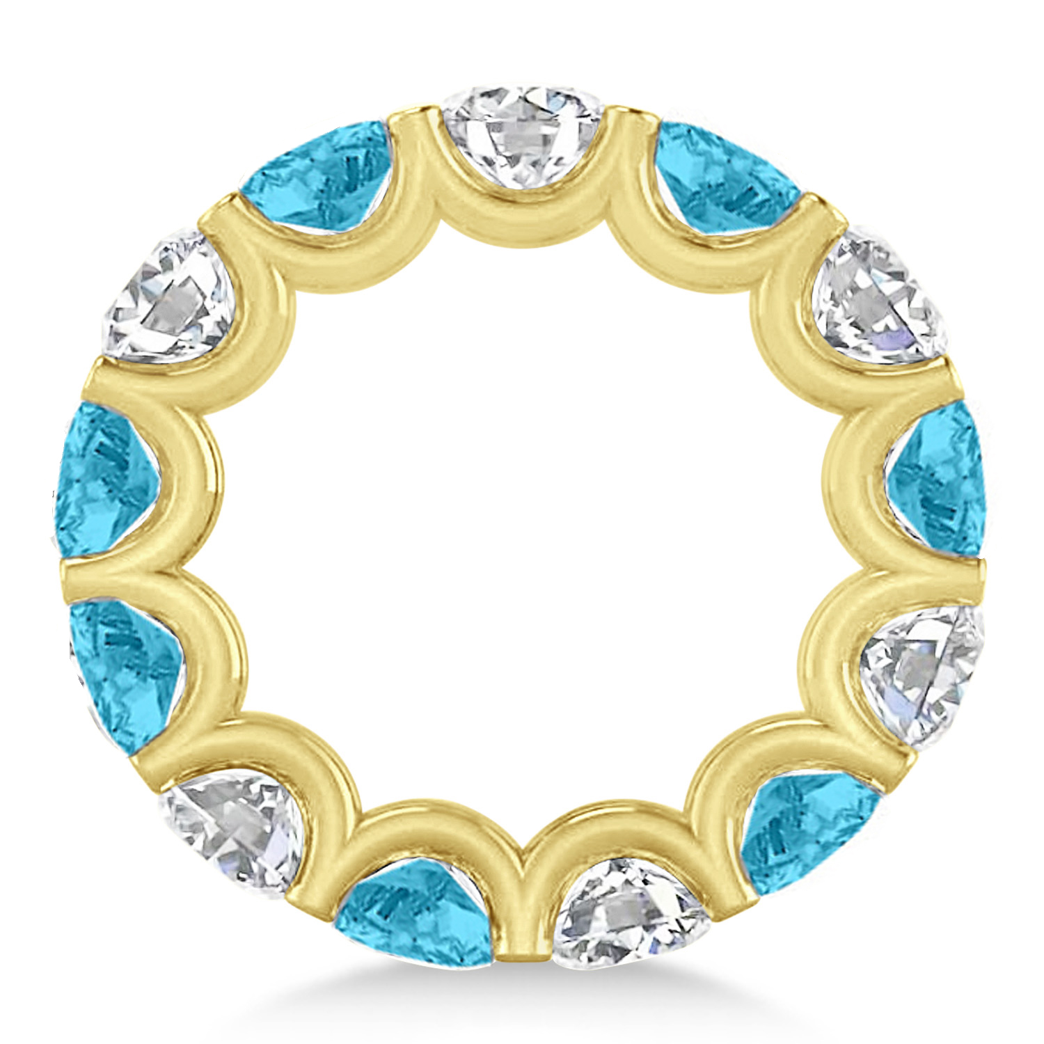 Diamond & Blue Topaz Eternity Wedding Band 14k Yellow Gold (11.00ct)