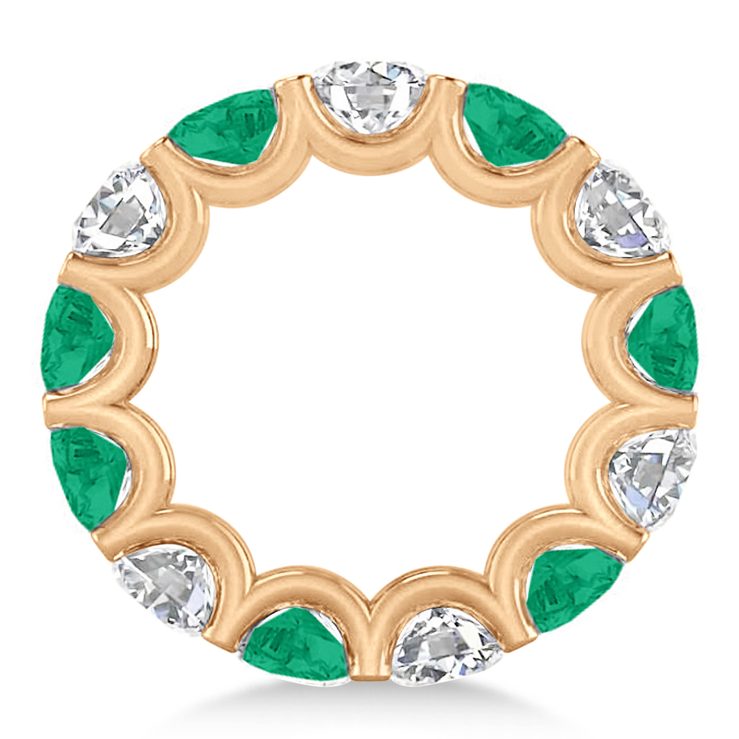 Diamond & Emerald Eternity Wedding Band 14k Rose Gold (11.00ct)