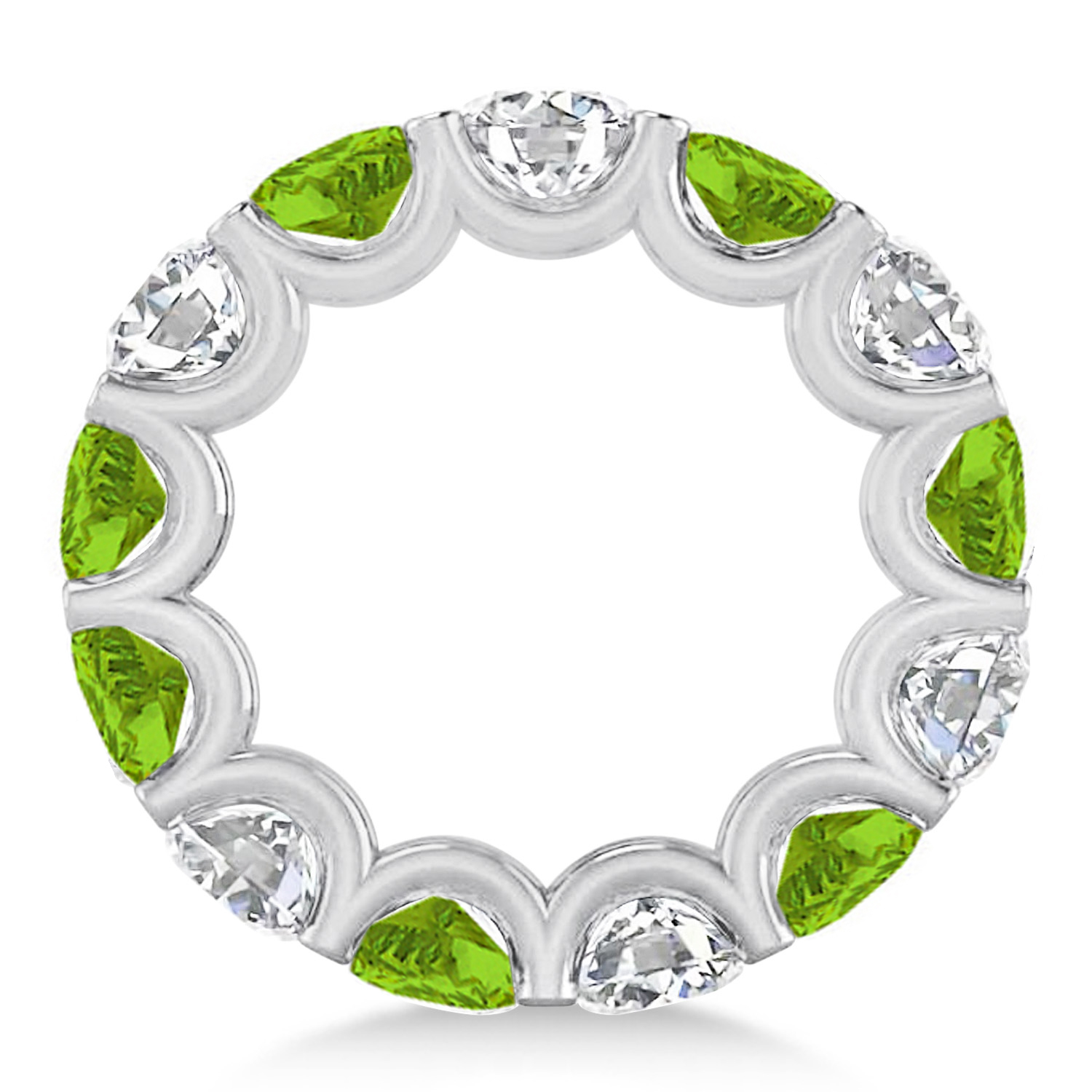 Diamond & Peridot Eternity Wedding Band 14k White Gold (11.00ct)