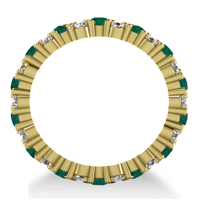 Garland Emerald & Diamond Eternity Band Ring 14k Yellow Gold (1.69ct)