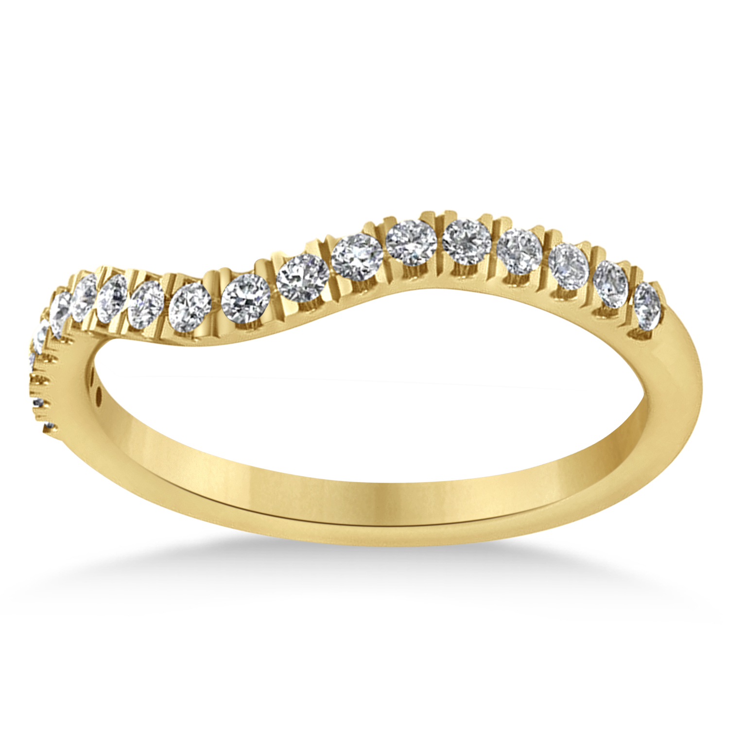 Diamond Curved Ring Wedding Band 14k Yellow Gold (0.27ct)