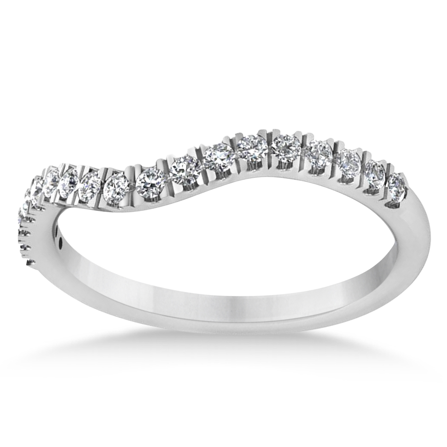 Diamond Curved Ring Wedding Band Palladium (0.27ct)