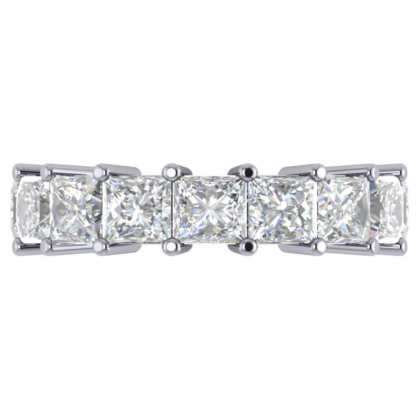 Princess Cut Diamond Eternity Wedding Band 14k White Gold (8.96ct)
