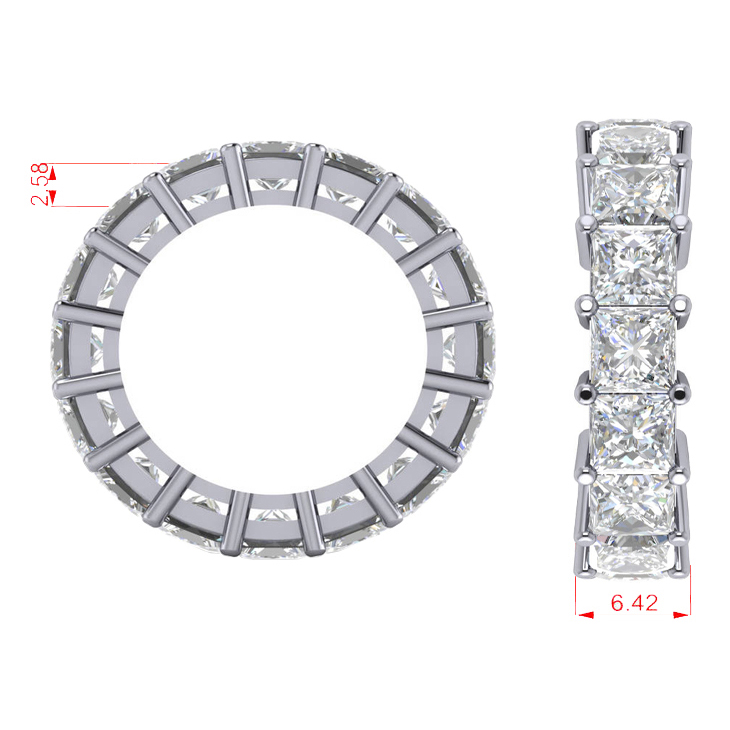 Princess Cut Diamond Eternity Wedding Band 14k White Gold (8.96ct)