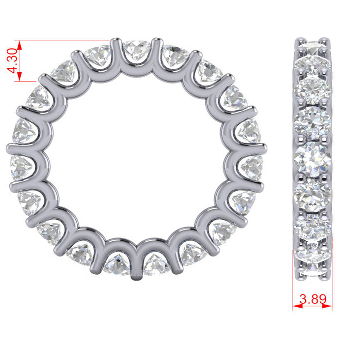 Diamond Eternity Prong-Set Wedding Band 14k White Gold (3.23ct)