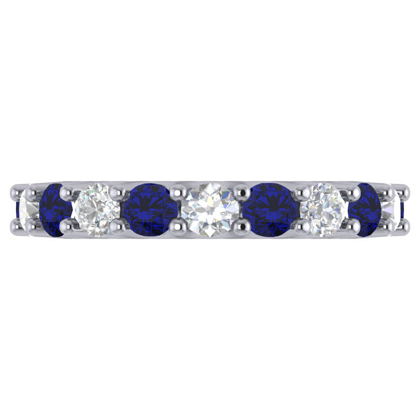 Diamond & Blue Sapphire Eternity Wedding Band 14k White Gold (3.53ct)