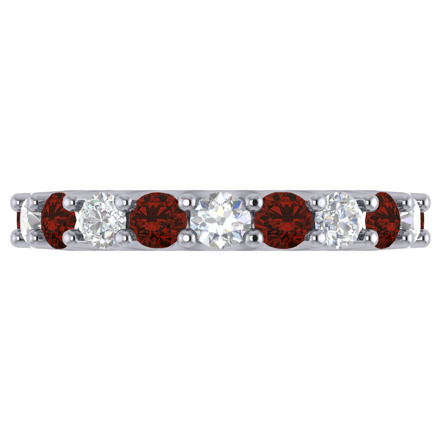 Diamond & Garnet Eternity Wedding Band 14k White Gold (3.53ct)