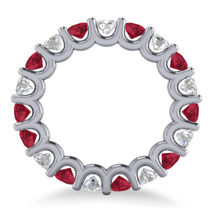 Diamond & Ruby Eternity Wedding Band 14k White Gold (3.53ct)