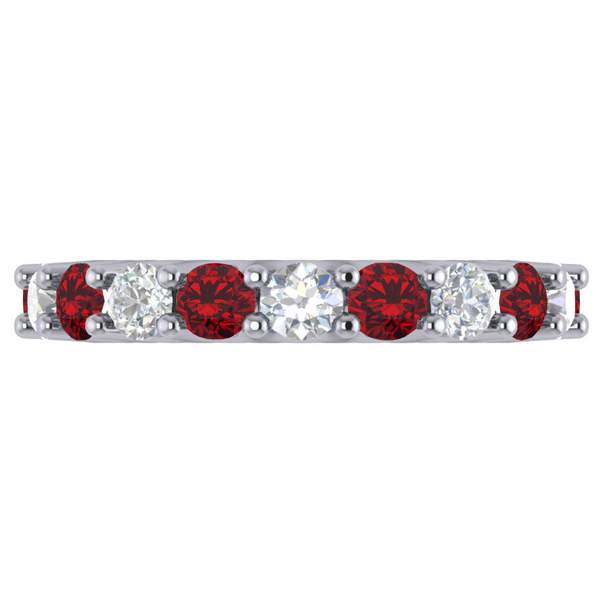 Diamond & Ruby Eternity Wedding Band 14k White Gold (3.53ct)