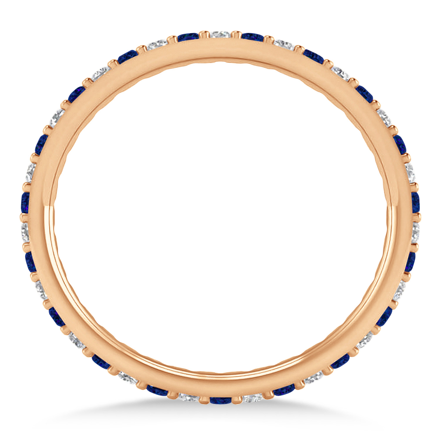 Diamond & Blue Sapphire Eternity Wedding Band 14k Rose Gold (0.57ct)