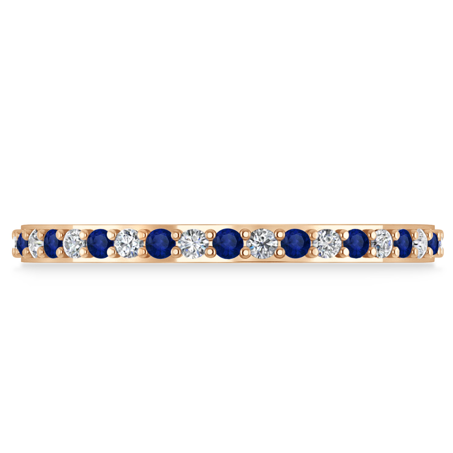 Diamond & Blue Sapphire Eternity Wedding Band 14k Rose Gold (0.57ct)