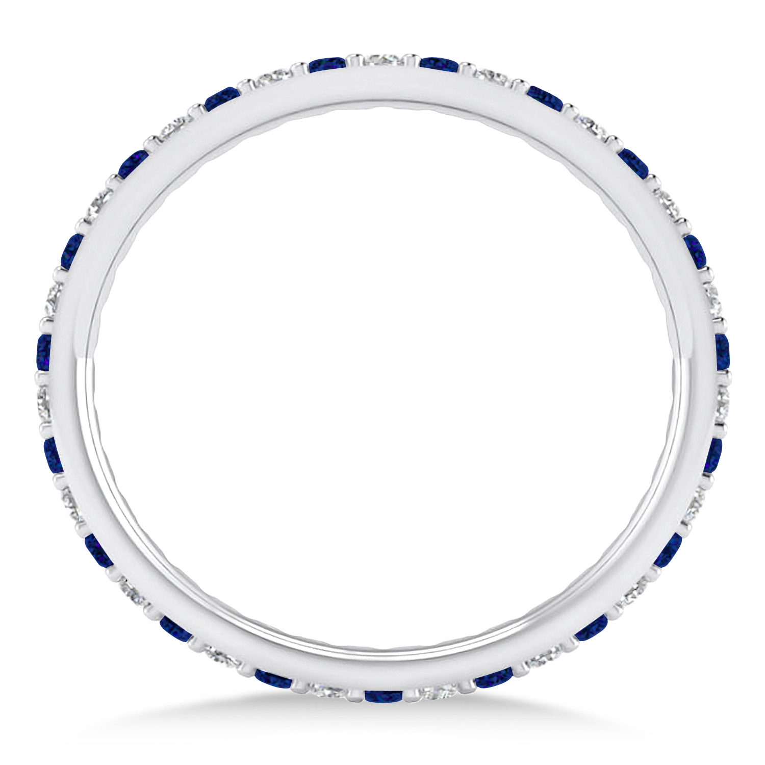 Diamond & Blue Sapphire Eternity Wedding Band 14k White Gold (0.57ct)