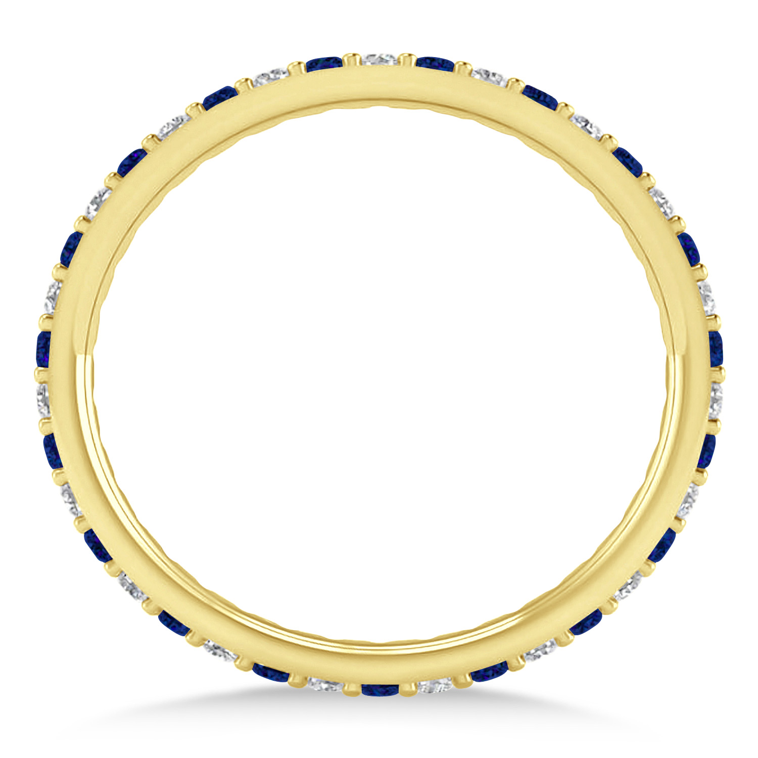 Diamond & Blue Sapphire Eternity Wedding Band 14k Yellow Gold (0.57ct)