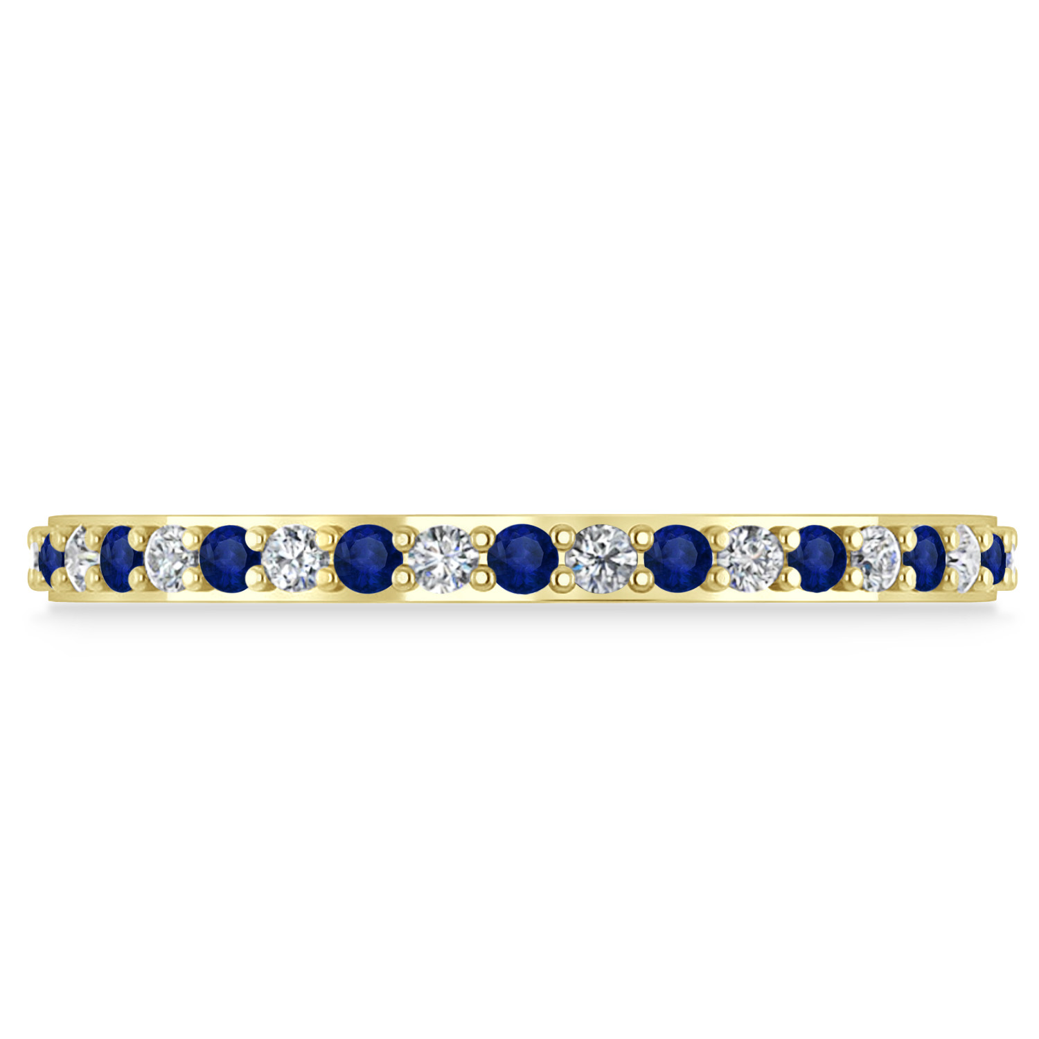 Diamond & Blue Sapphire Eternity Wedding Band 14k Yellow Gold (0.57ct)