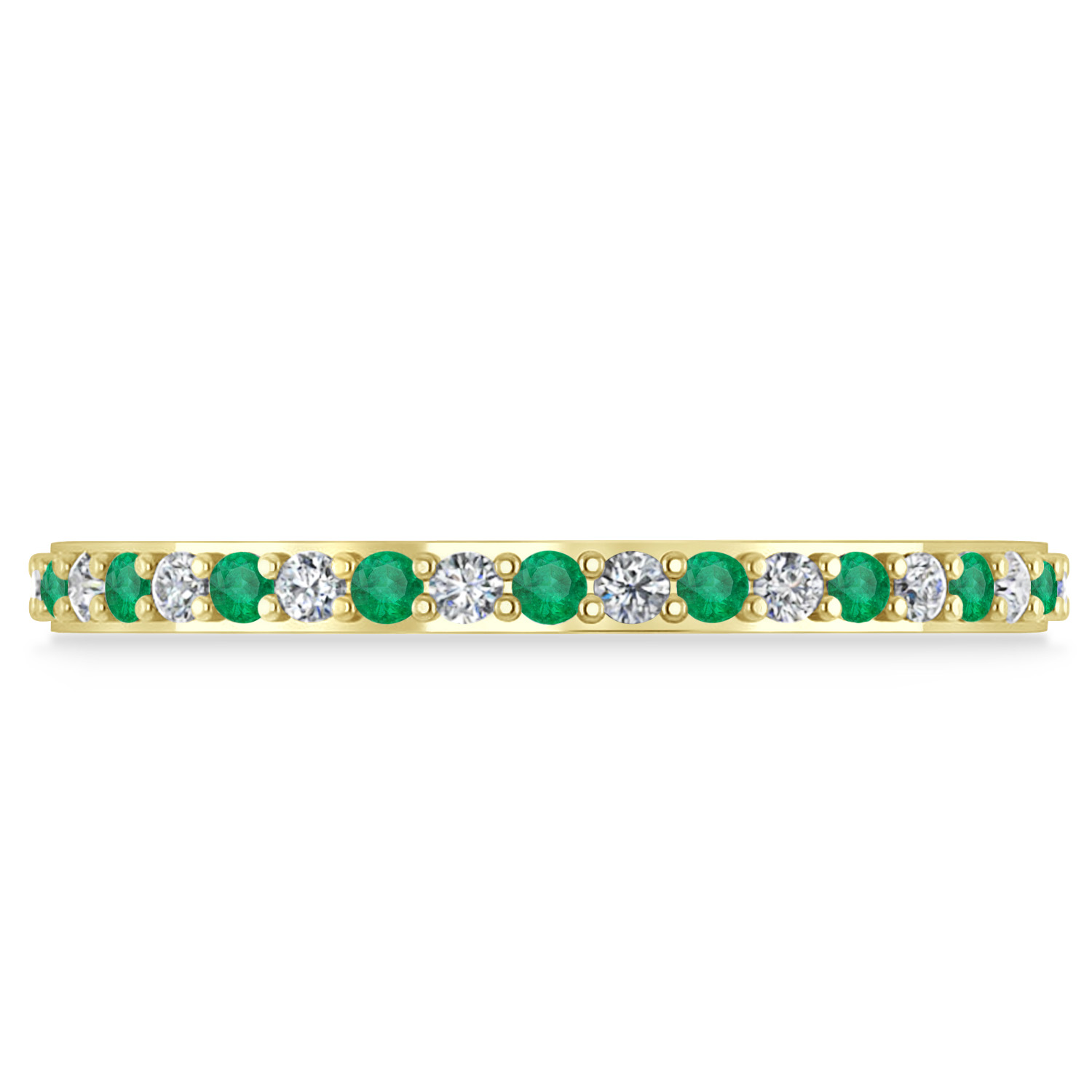 Diamond & Emerald Eternity Wedding Band 14k Yellow Gold (0.57ct)