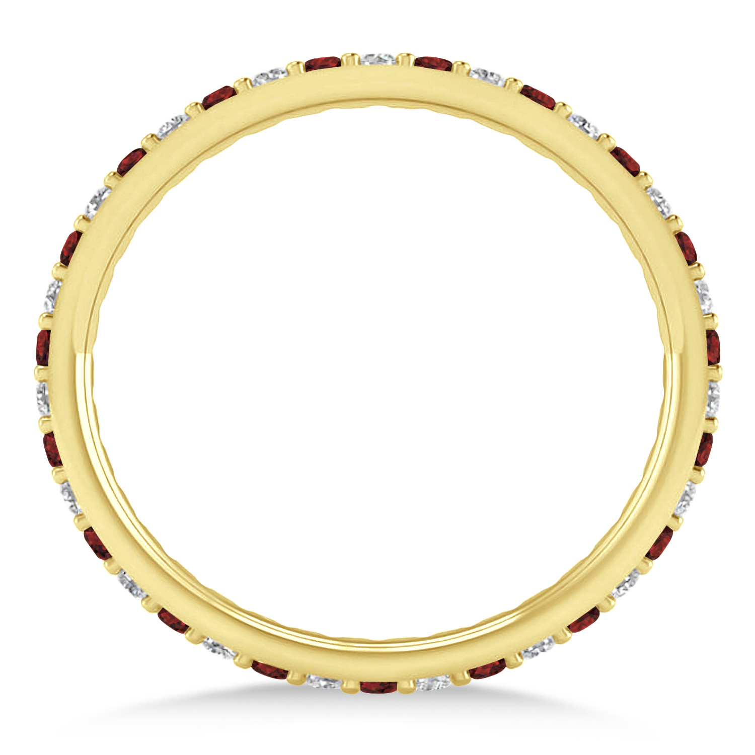 Diamond & Garnet Eternity Wedding Band 14k Yellow Gold (0.57ct)