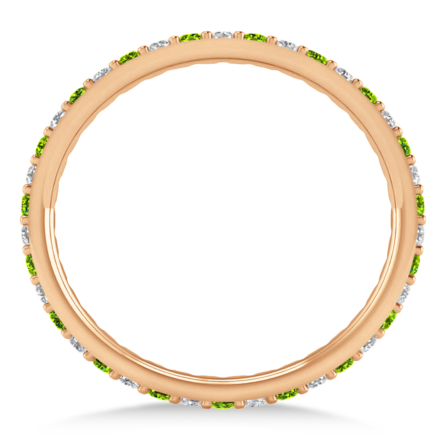 Diamond & Peridot Eternity Wedding Band 14k Rose Gold (0.57ct)