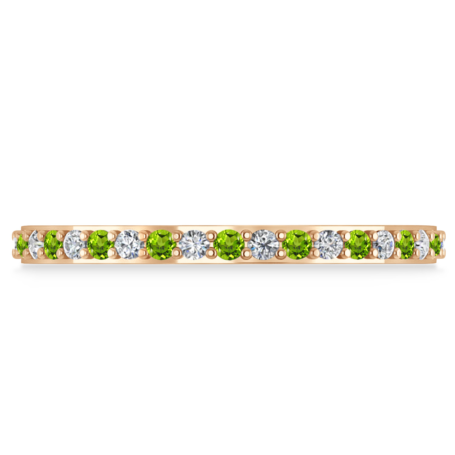 Diamond & Peridot Eternity Wedding Band 14k Rose Gold (0.57ct)