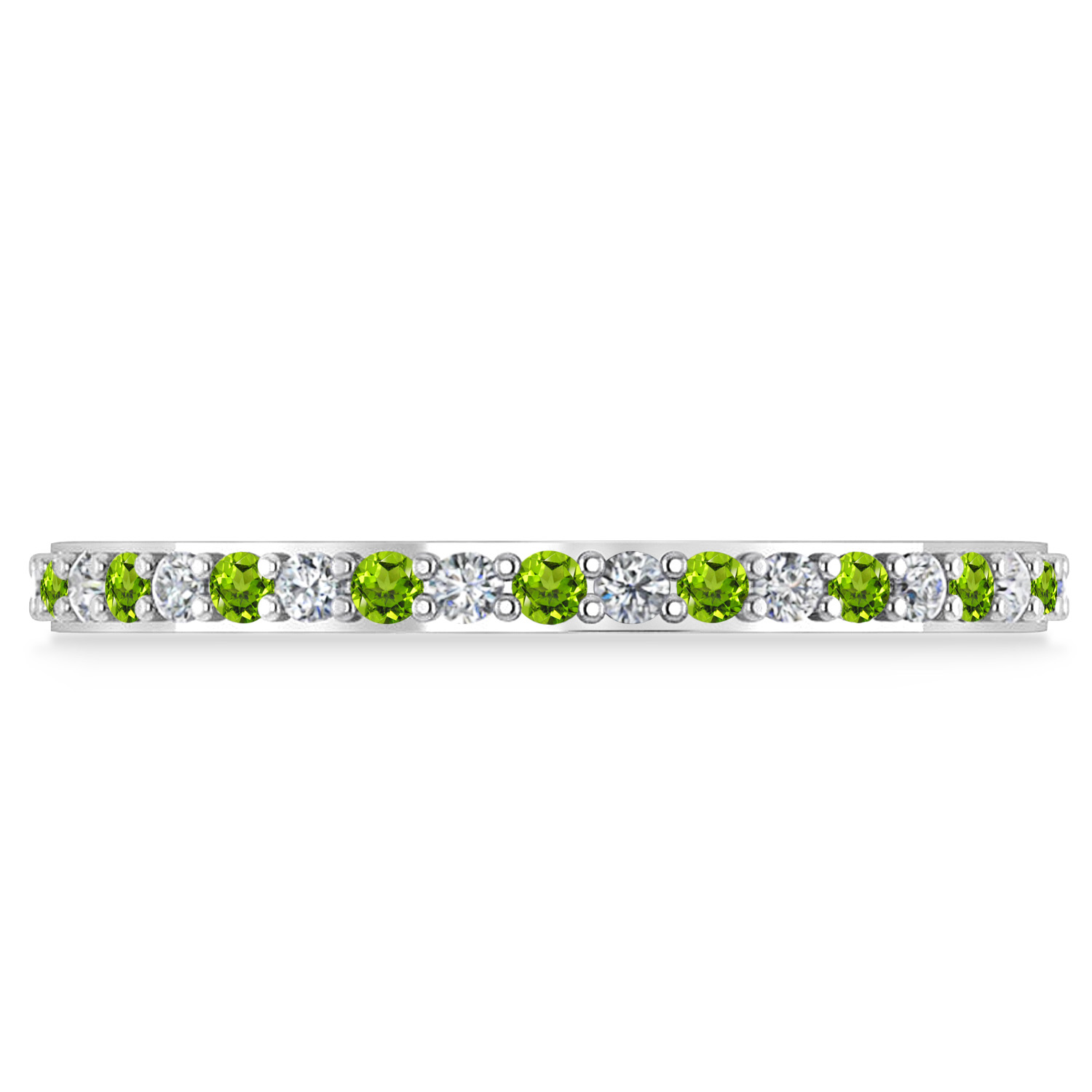 Diamond & Peridot Eternity Wedding Band 14k White Gold (0.57ct)